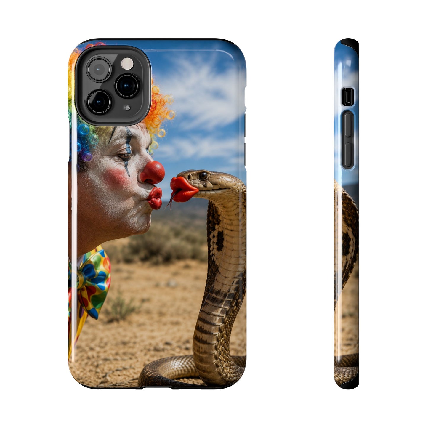 Clown & Cobra Tough Phone Case — Funny Kiss Design, Shockproof Protective Cover