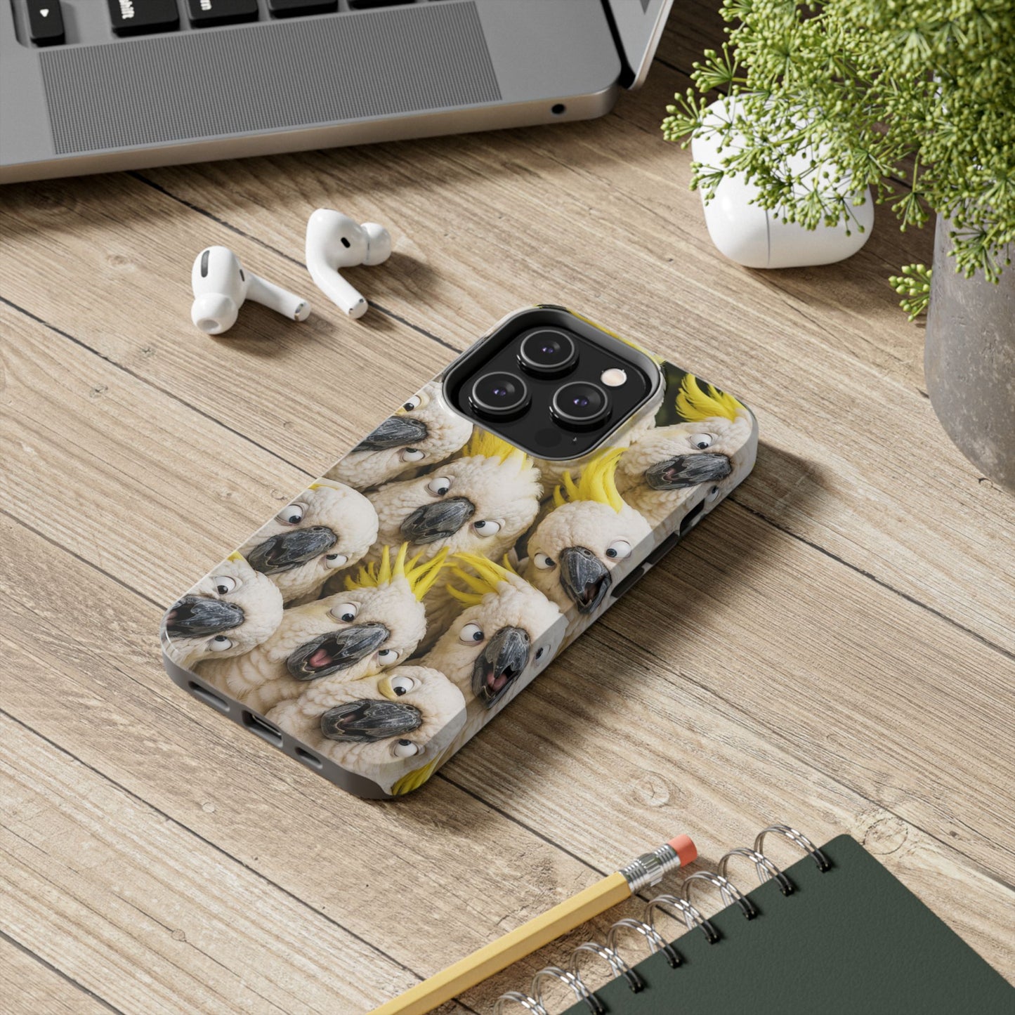 Cockatoo Collage Tough Phone Case — Funny Yellow Crested Bird Protective Phone Cover