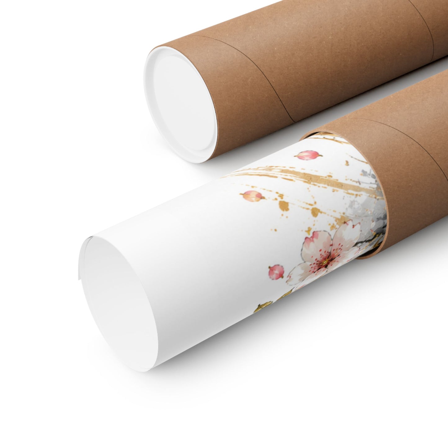 Golden Dragon & Red Moon Matte Poster — Japanese Cherry Blossom Wall Art