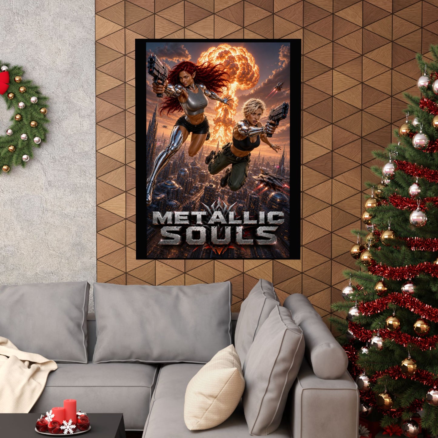 Metallic Souls Sci‑Fi Poster — Action Cyberpunk Movie Art