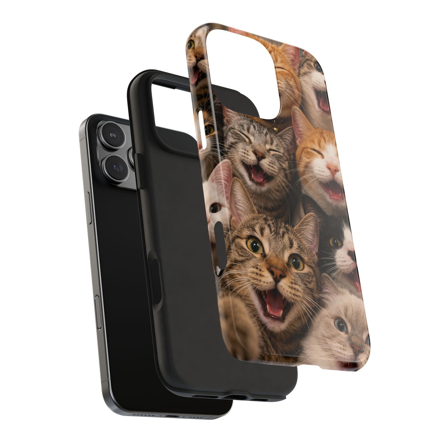 Tough Smiling Cats Collage Phone Case – Cute Cat Faces for iPhone
