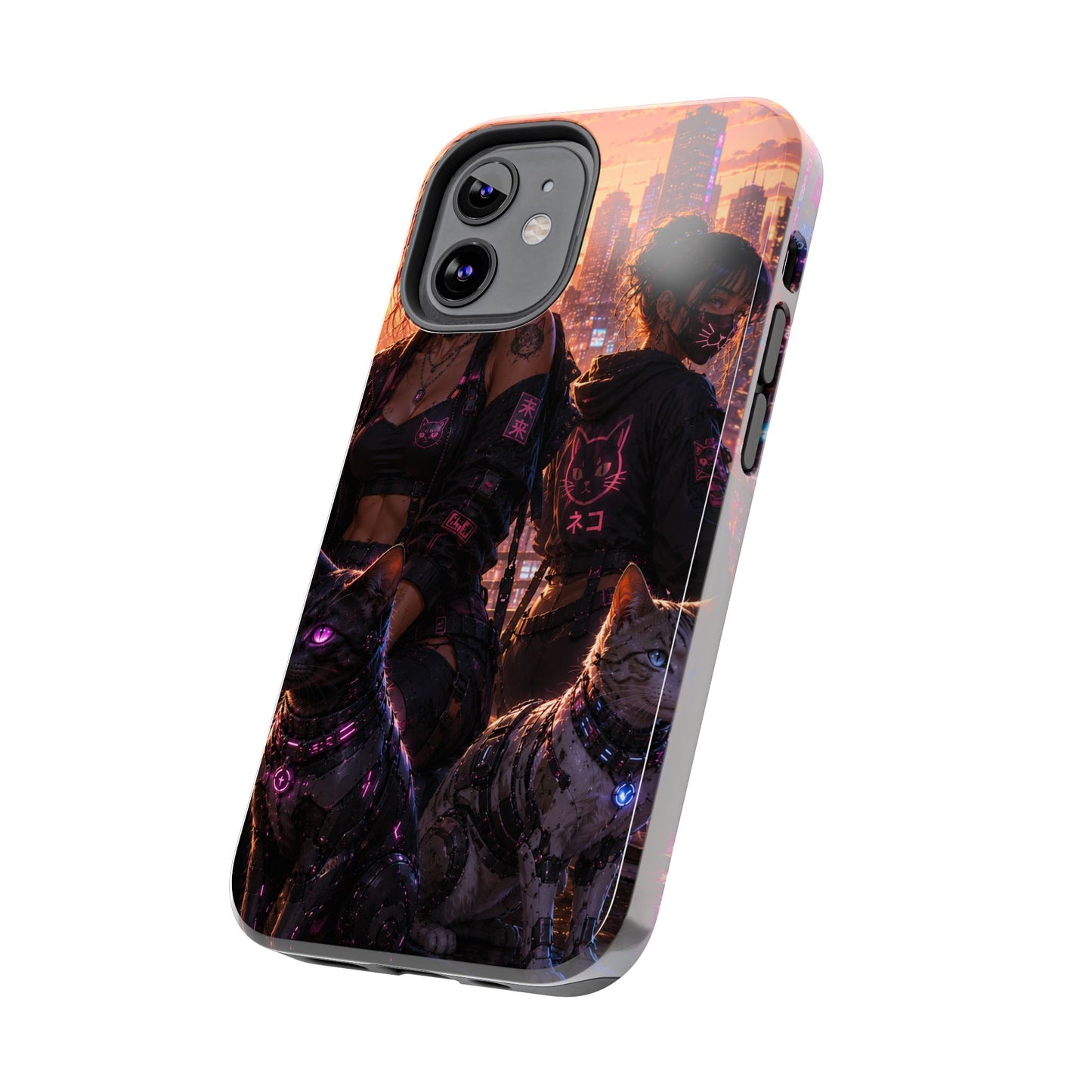 Cyberpunk Pack: Tough Phone Case with Neon Panther & City Sunset