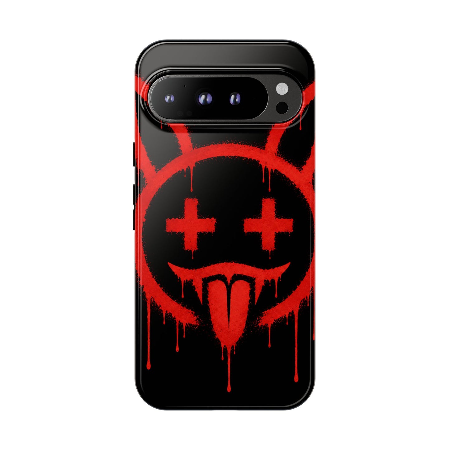 Phone Case - Metallic Souls Red Drip Smiley Graffiti Design