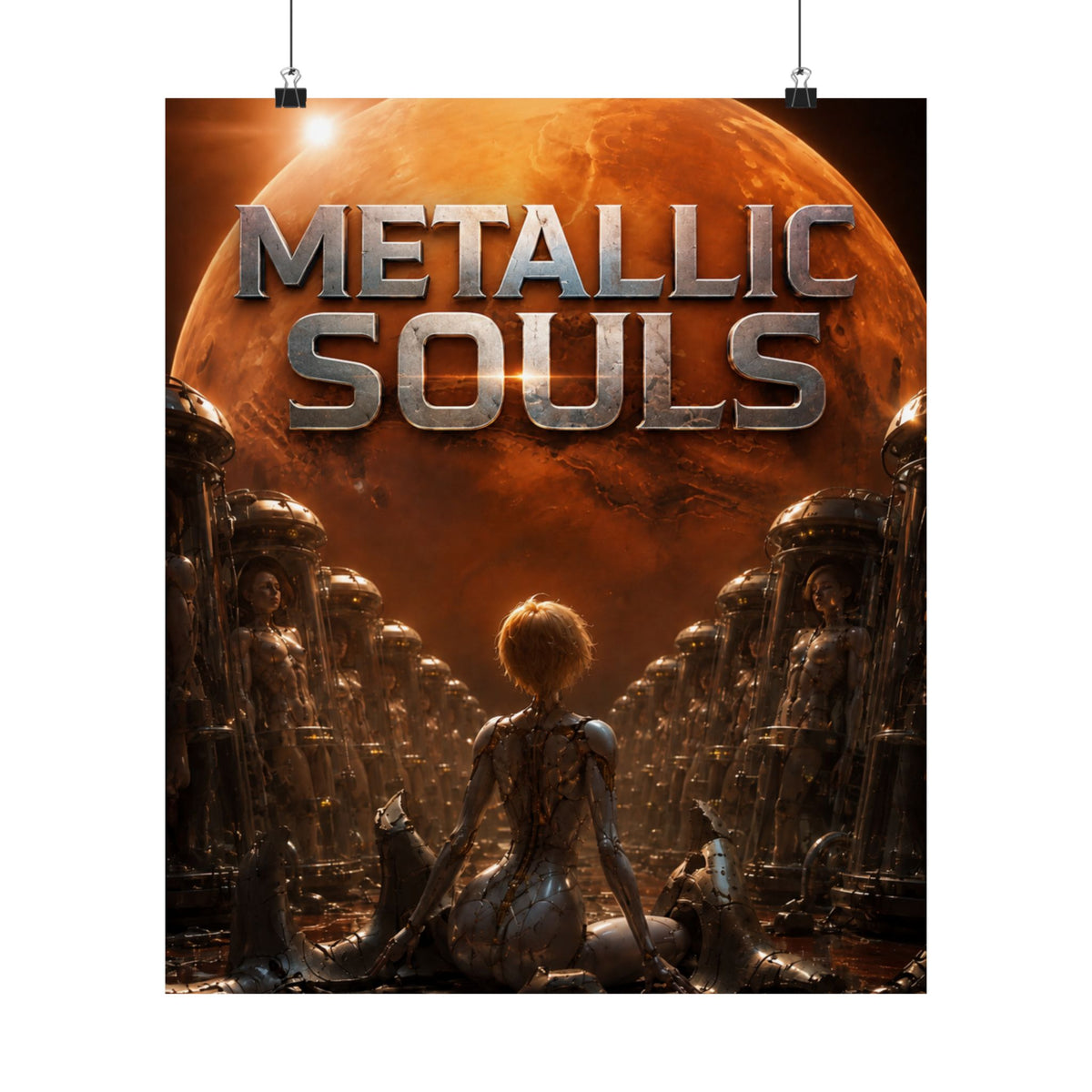 Metallic Souls Matte Poster — Sci‑Fi Planet Artwork
