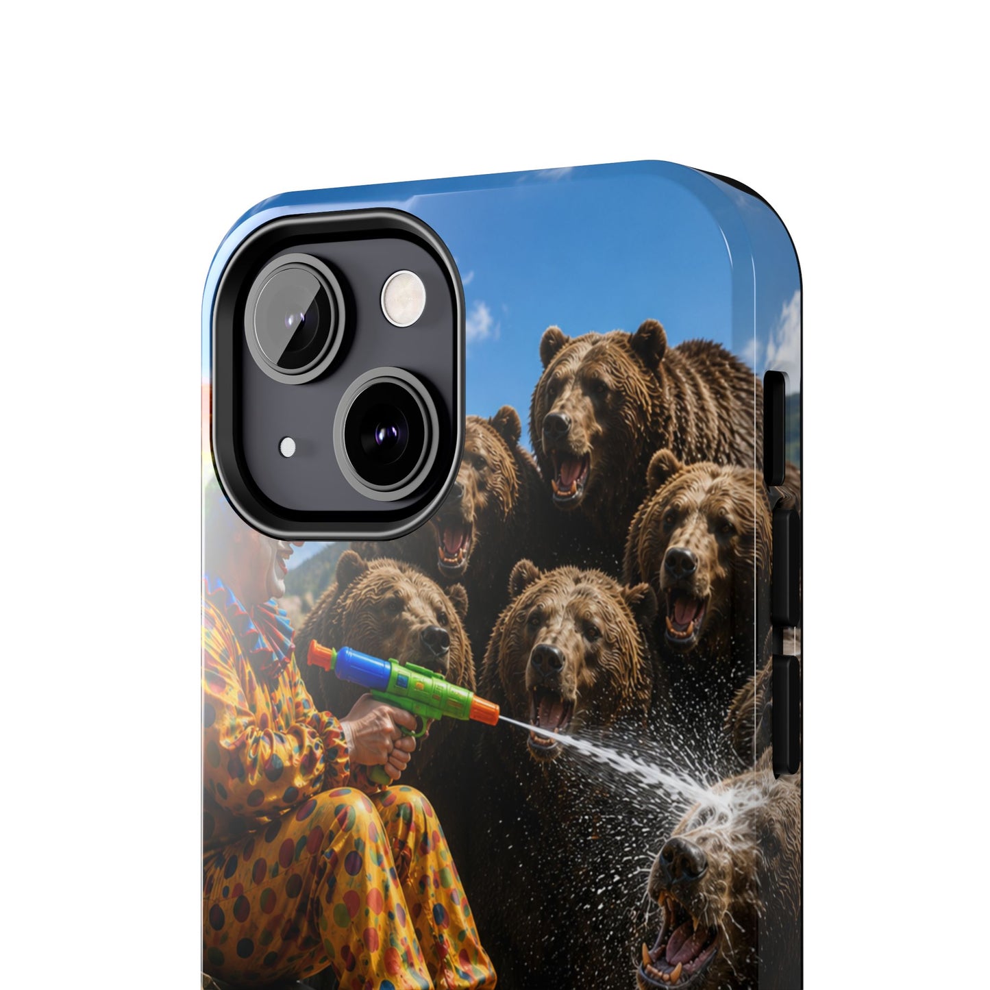 Tough Phone Case — Surreal Clown vs. Bears Protective Phone Cover