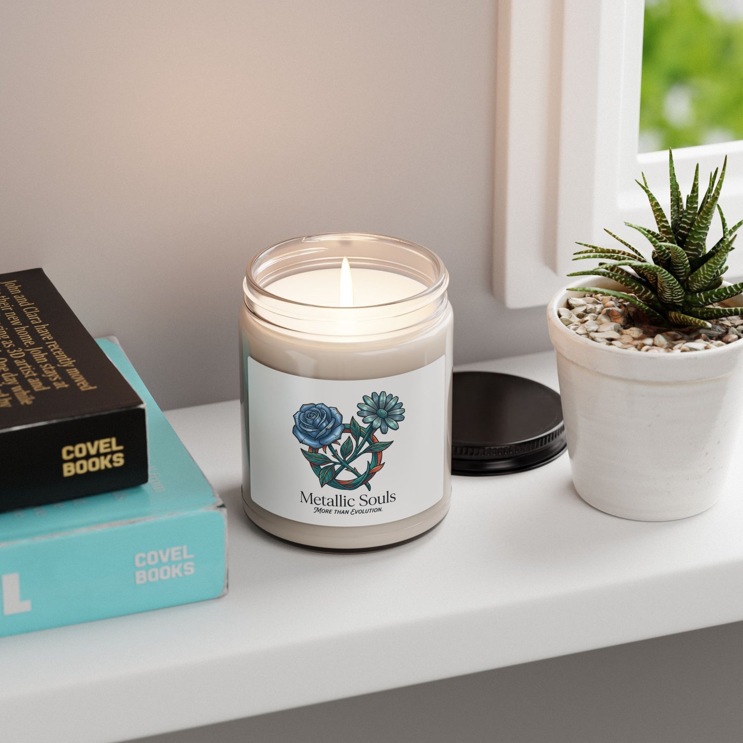 Birth Month Flower Candle, Personalized Botanical Line Art Soy Candle