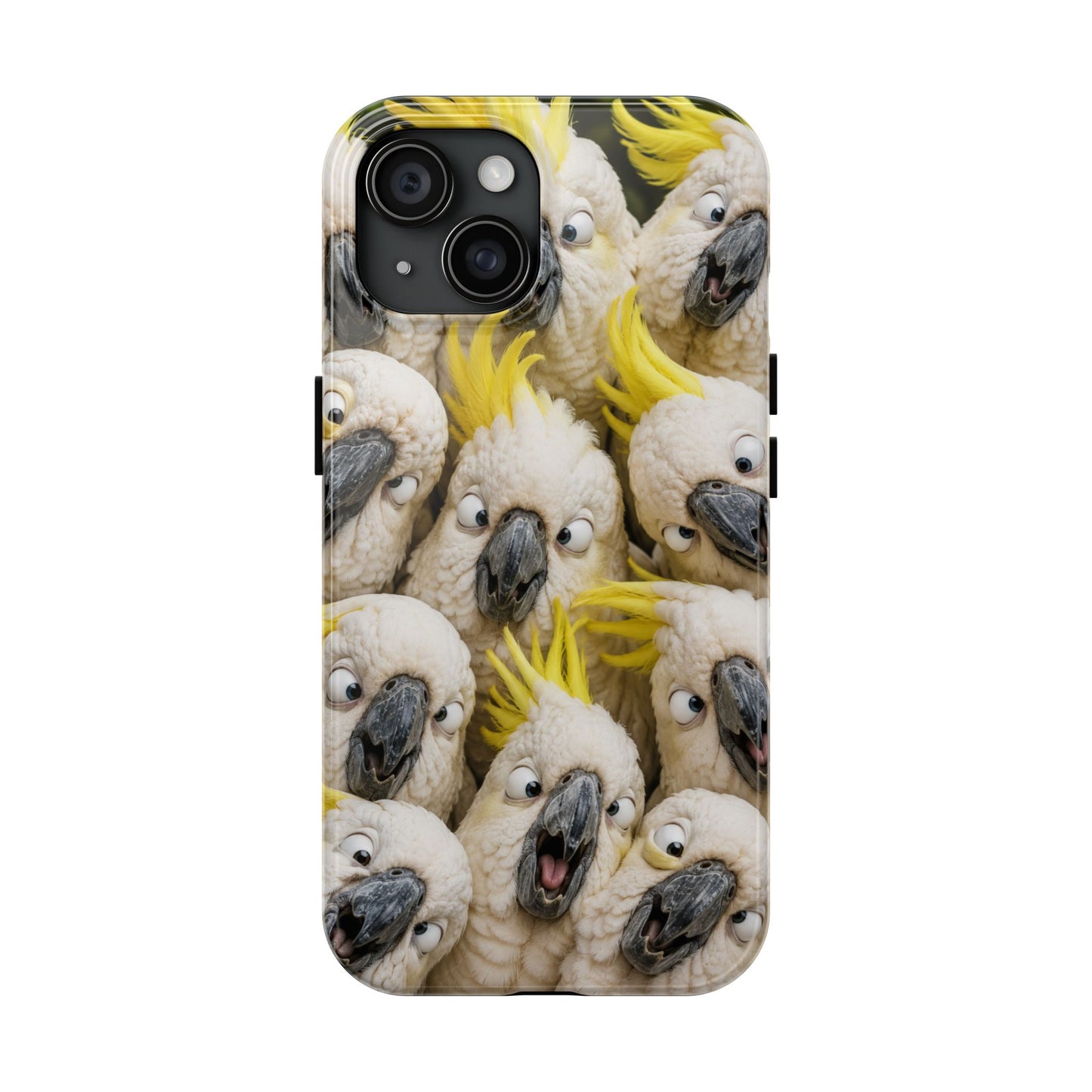 Cockatoo Collage Tough Phone Case — Funny Yellow Crested Bird Protective Phone Cover