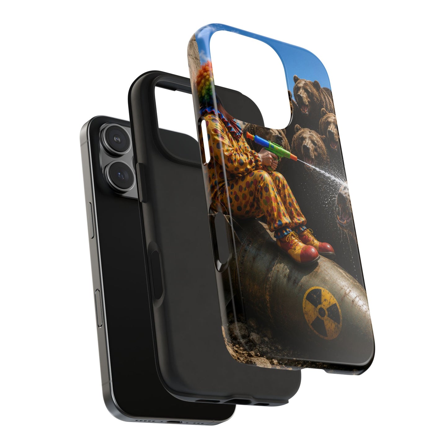 Tough Phone Case — Surreal Clown vs. Bears Protective Phone Cover