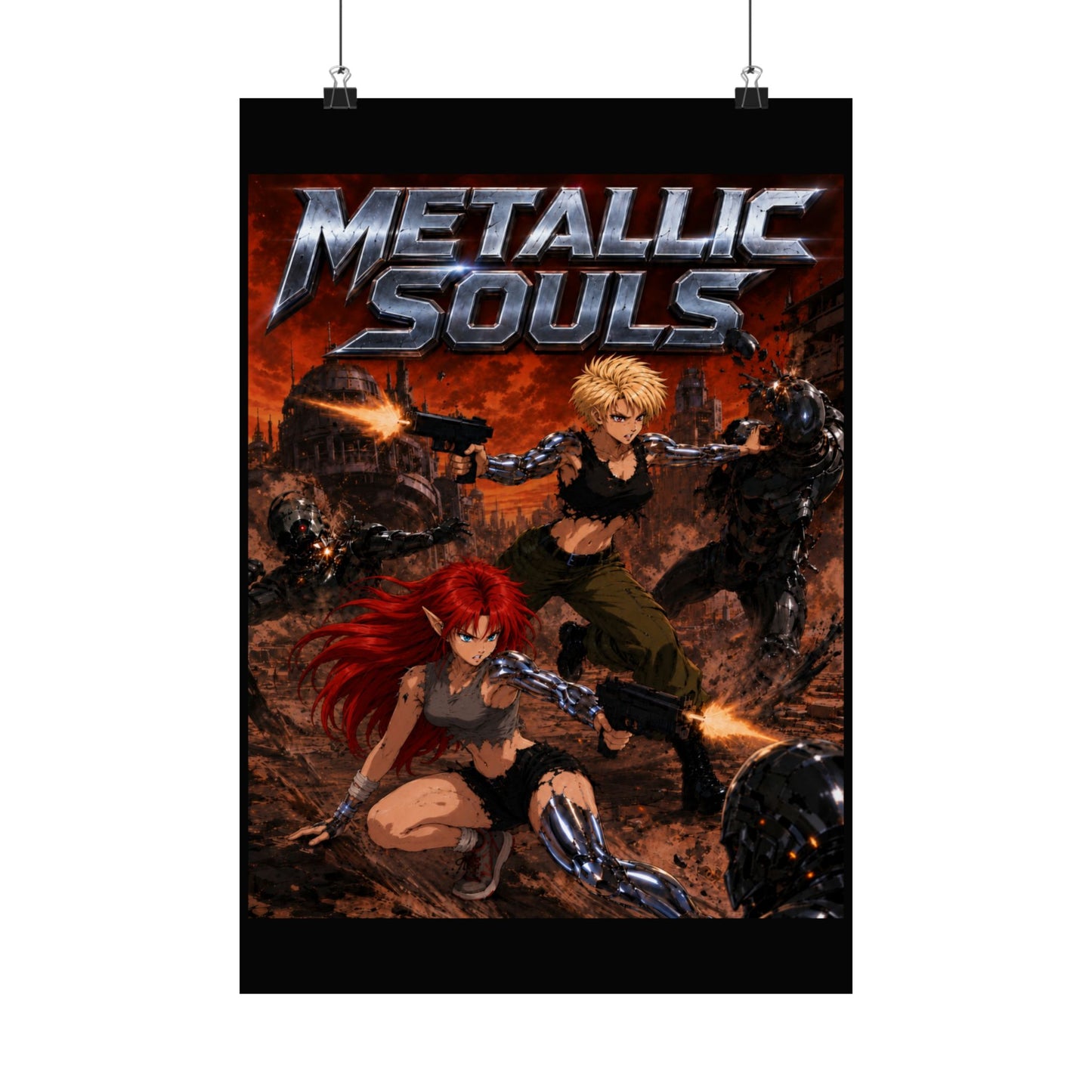Metallic Souls Poster — Anime Sci‑Fi Action Matte Vertical Print