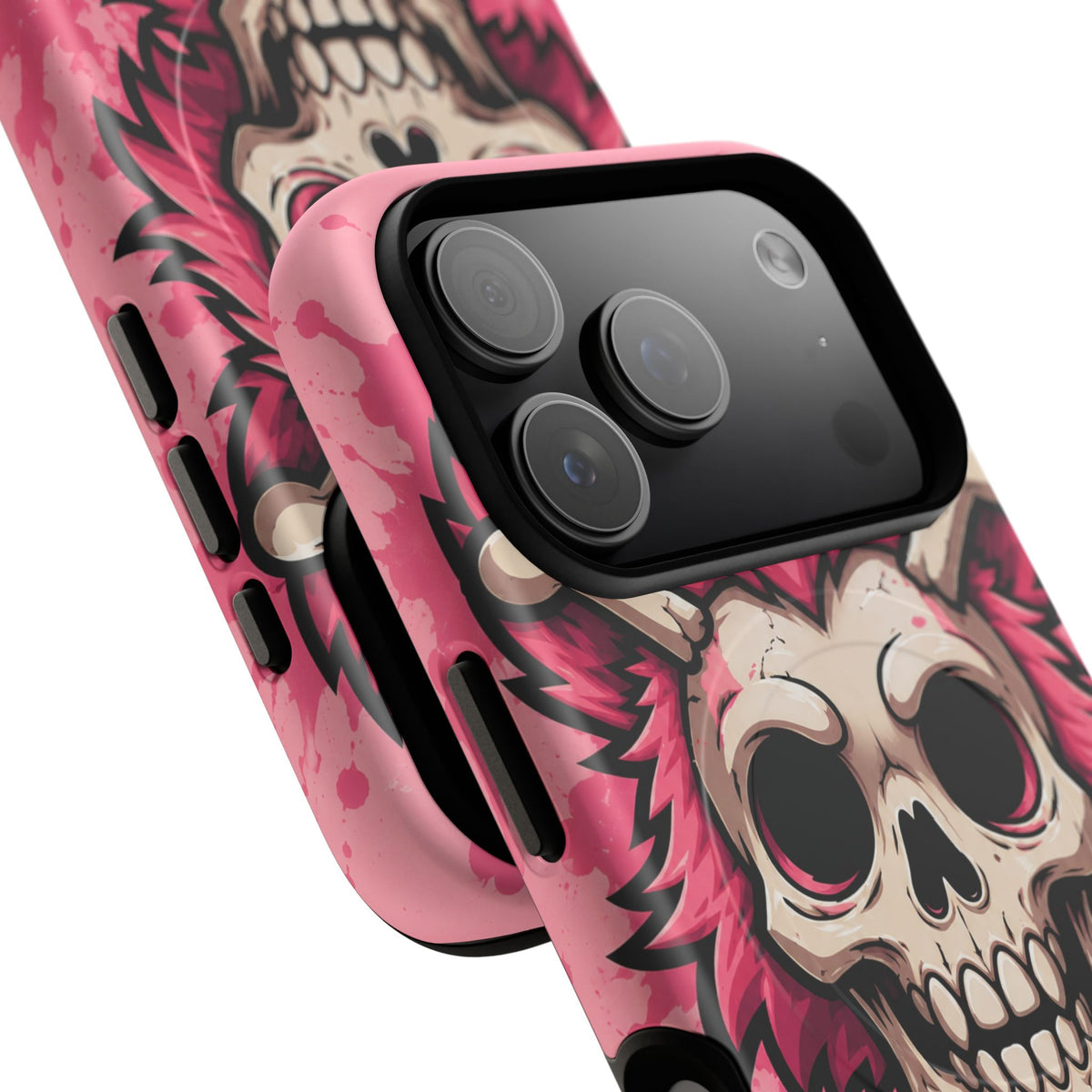 Pink Skull & Crossbones Tough Magnetic Phone Case — Punk Rock Protective Cover