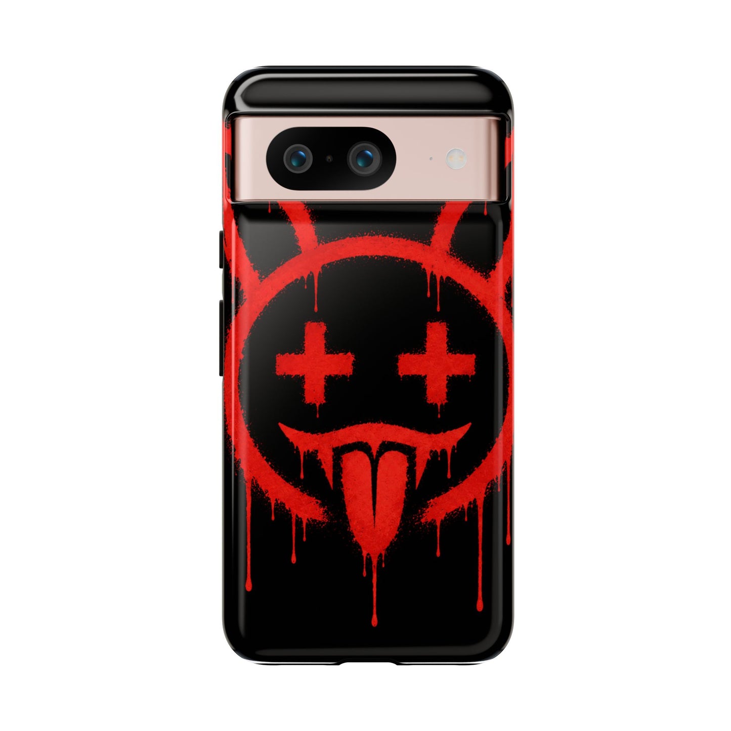 Phone Case - Metallic Souls Red Drip Smiley Graffiti Design