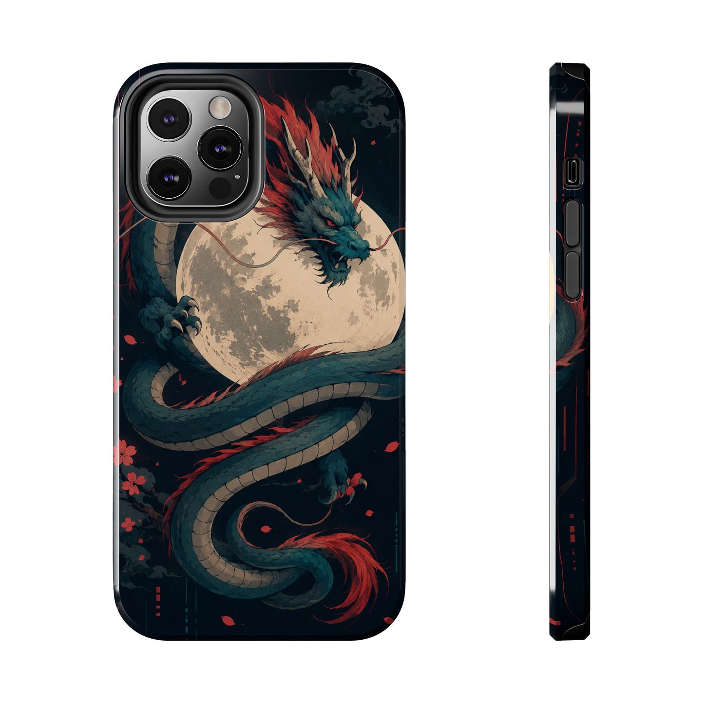Dragon Moon Phone Case — Mythic Asian Serpent Design Tough Case
