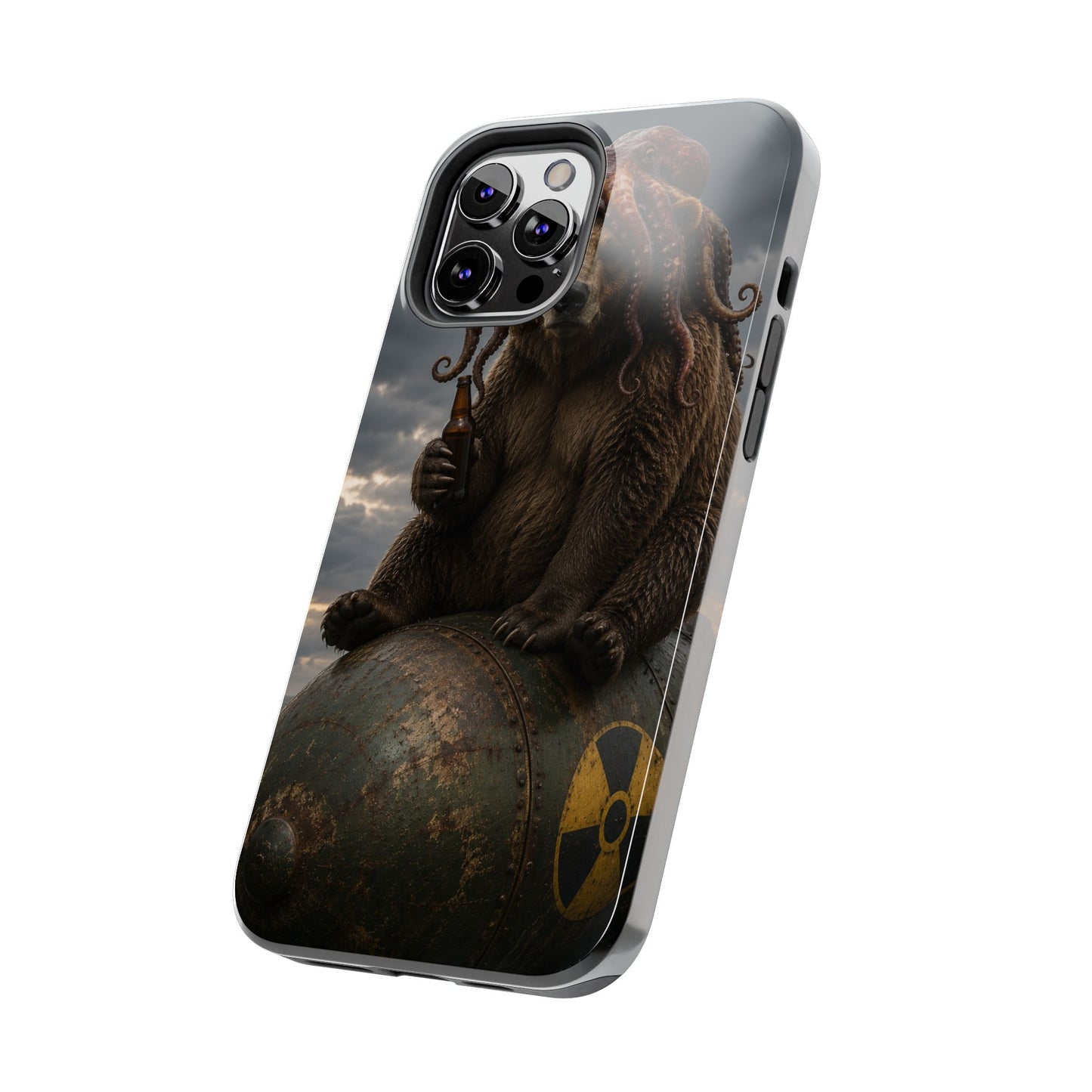 Tough Phone Case — Post‑Apocalyptic Bear with Octopus Helmet on Nuclear Bomb