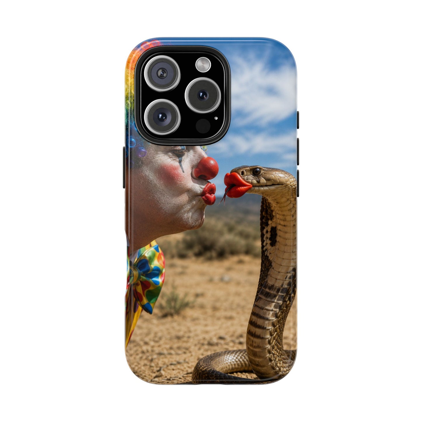 Clown & Cobra Tough Phone Case — Funny Kiss Design, Shockproof Protective Cover