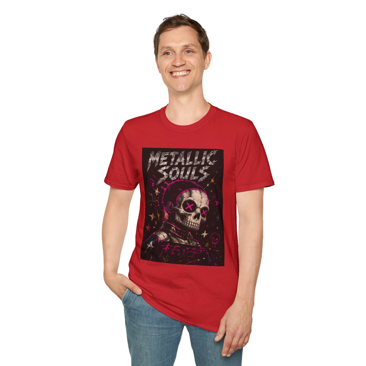 Metallic Souls Skull T‑Shirt — Retro Grunge Rock Tee