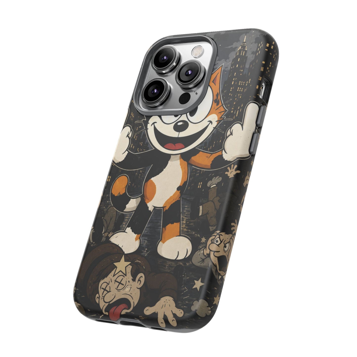 Vintage Cartoon Cat Phone Case — Edgy Felix-Style Illustration