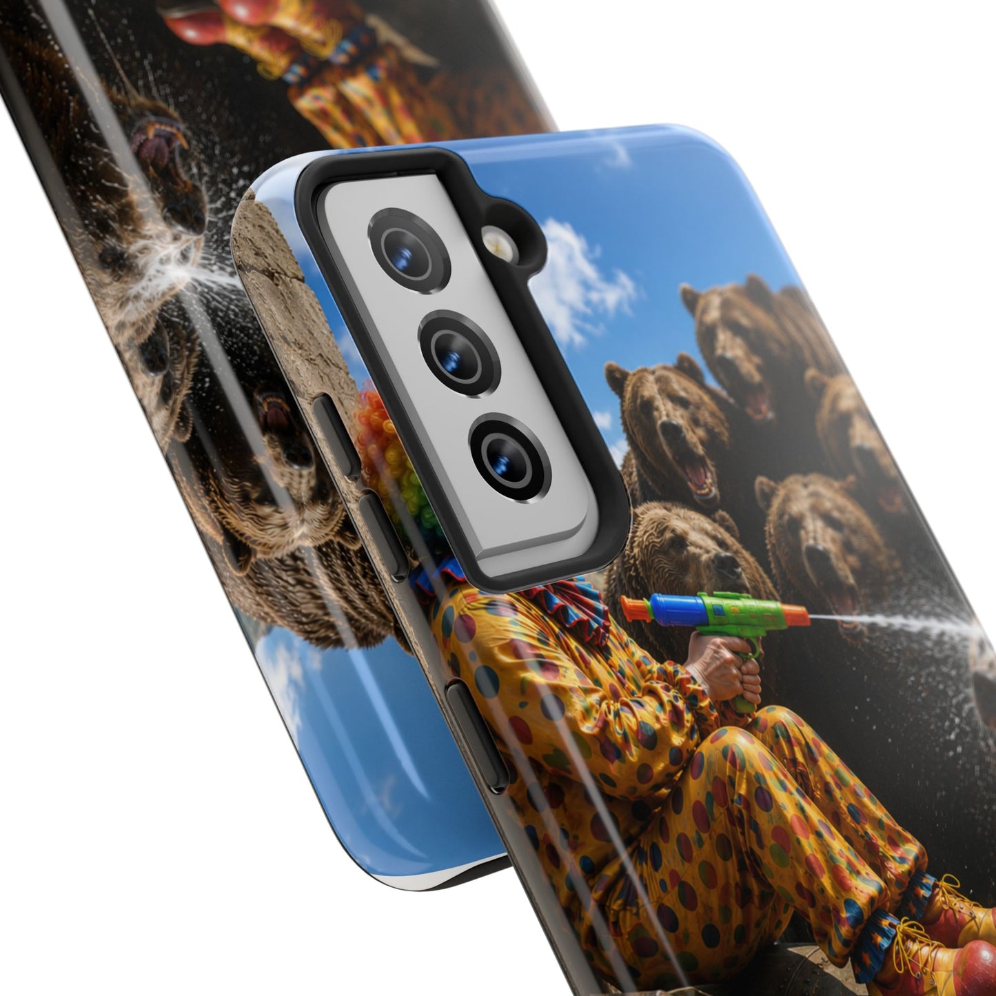 Tough Phone Case — Surreal Clown vs. Bears Protective Phone Cover