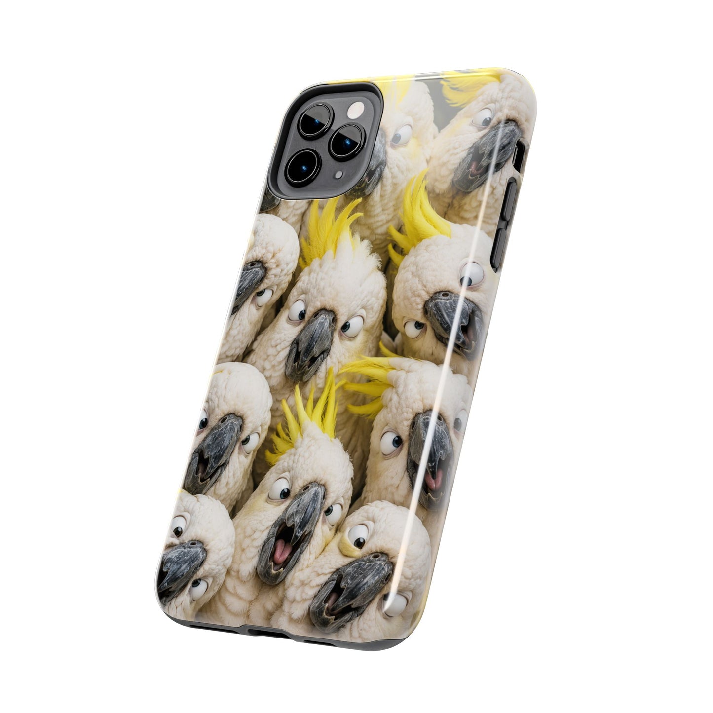 Cockatoo Collage Tough Phone Case — Funny Yellow Crested Bird Protective Phone Cover
