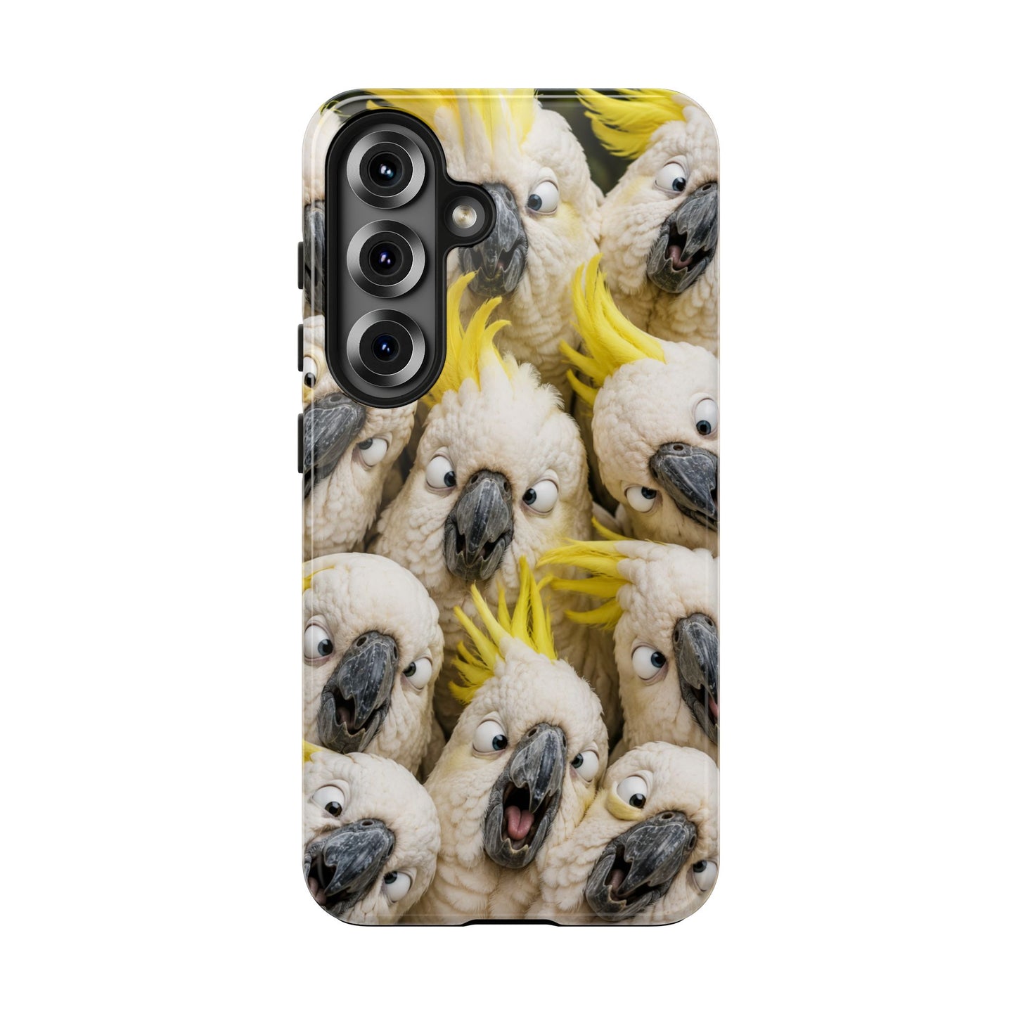Cockatoo Collage Tough Phone Case — Funny Yellow Crested Bird Protective Phone Cover