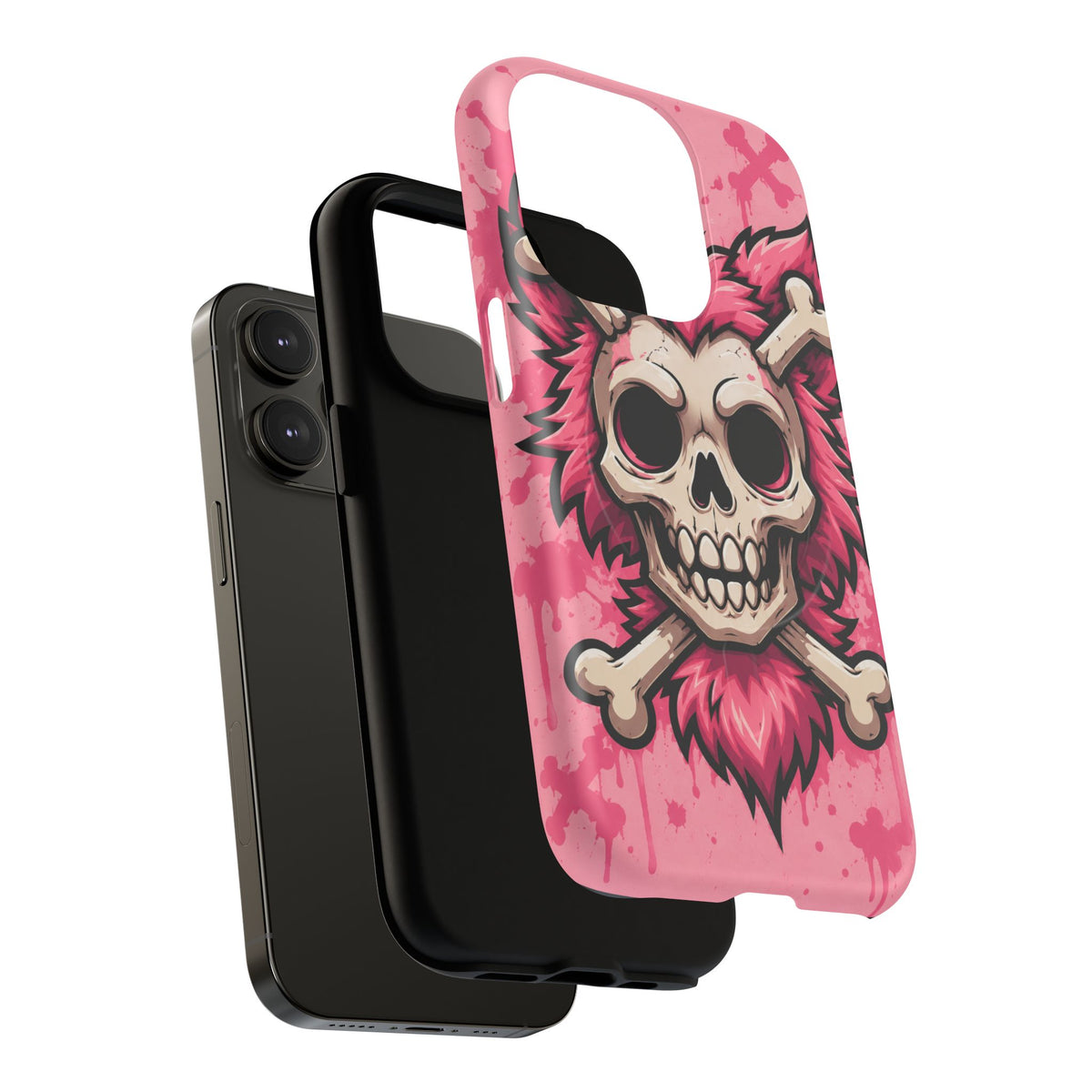 Pink Skull & Crossbones Tough Magnetic Phone Case — Punk Rock Protective Cover
