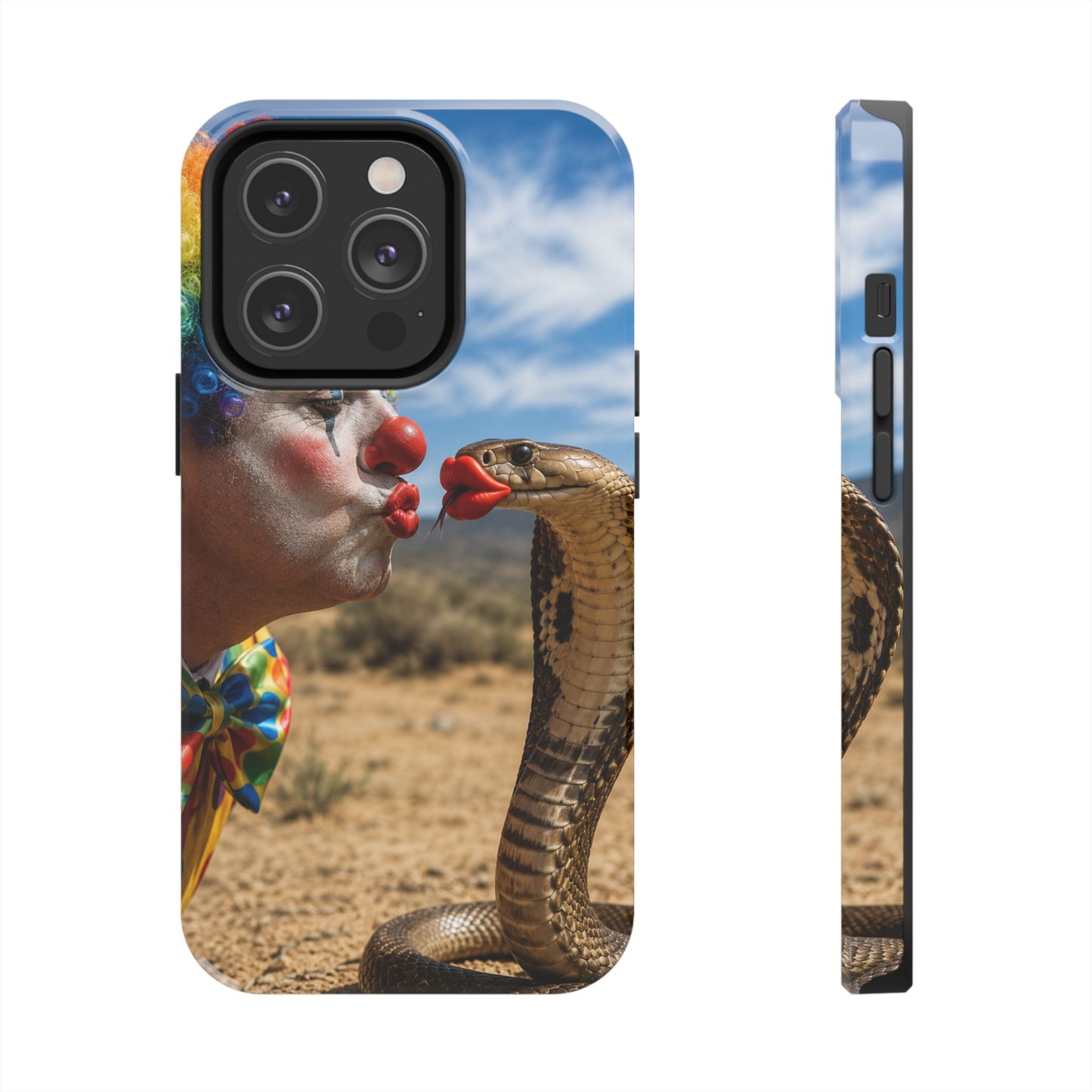 Clown & Cobra Tough Phone Case — Funny Kiss Design, Shockproof Protective Cover