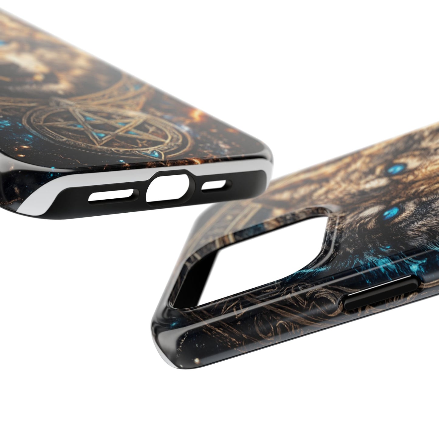 Wolf Pentagram Phone Case - Rugged Mystic Phone Cover with Glowing Blue Eyes