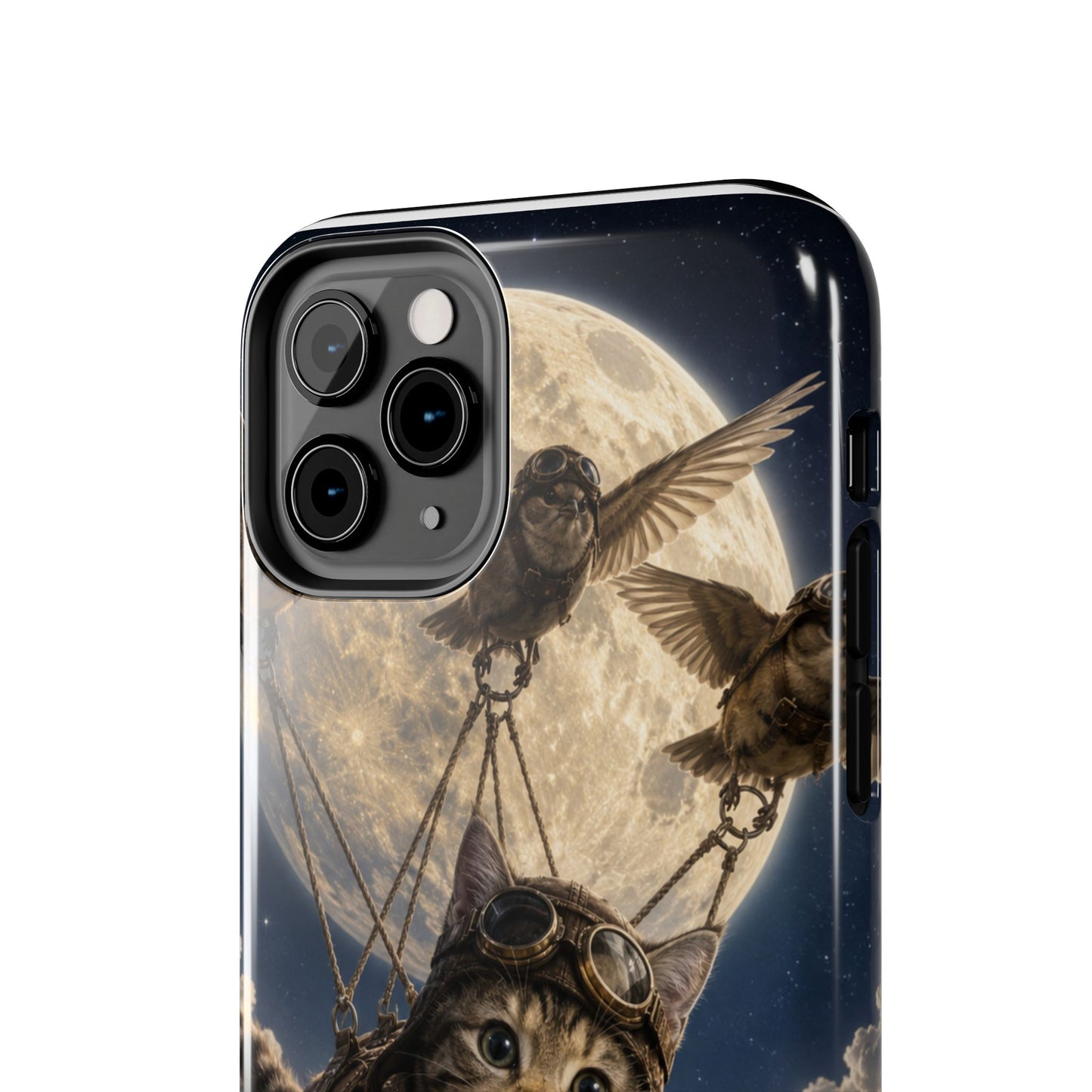 Cat Pilot Phone Case — Adventure Kitty Moonlit Flight Tough Protection