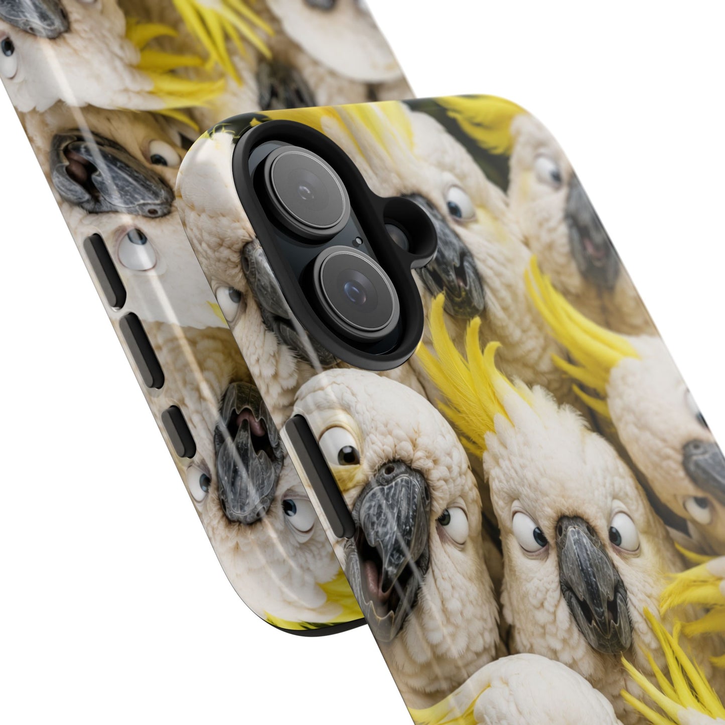 Cockatoo Collage Tough Phone Case — Funny Yellow Crested Bird Protective Phone Cover