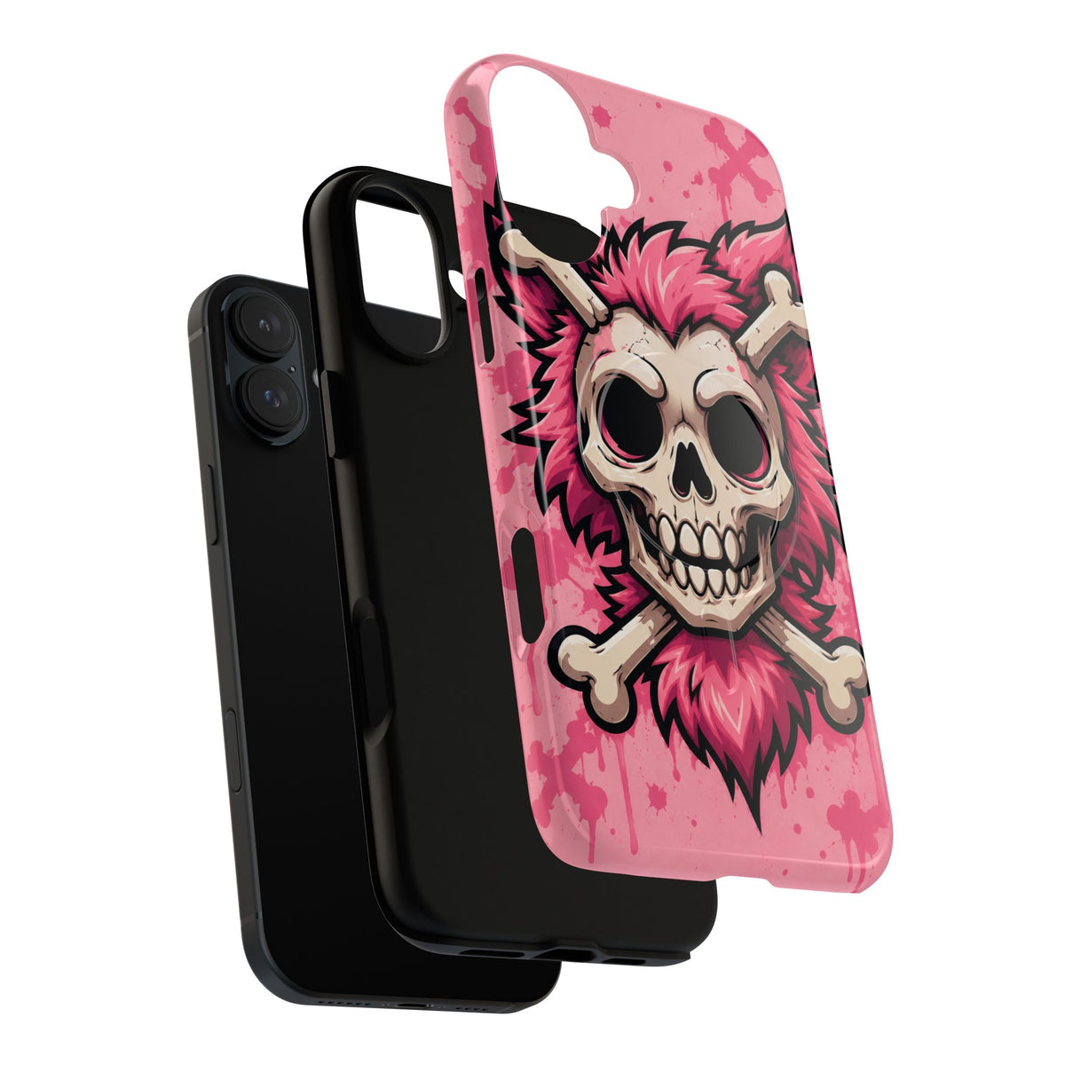 Pink Skull & Crossbones Tough Magnetic Phone Case — Punk Rock Protective Cover