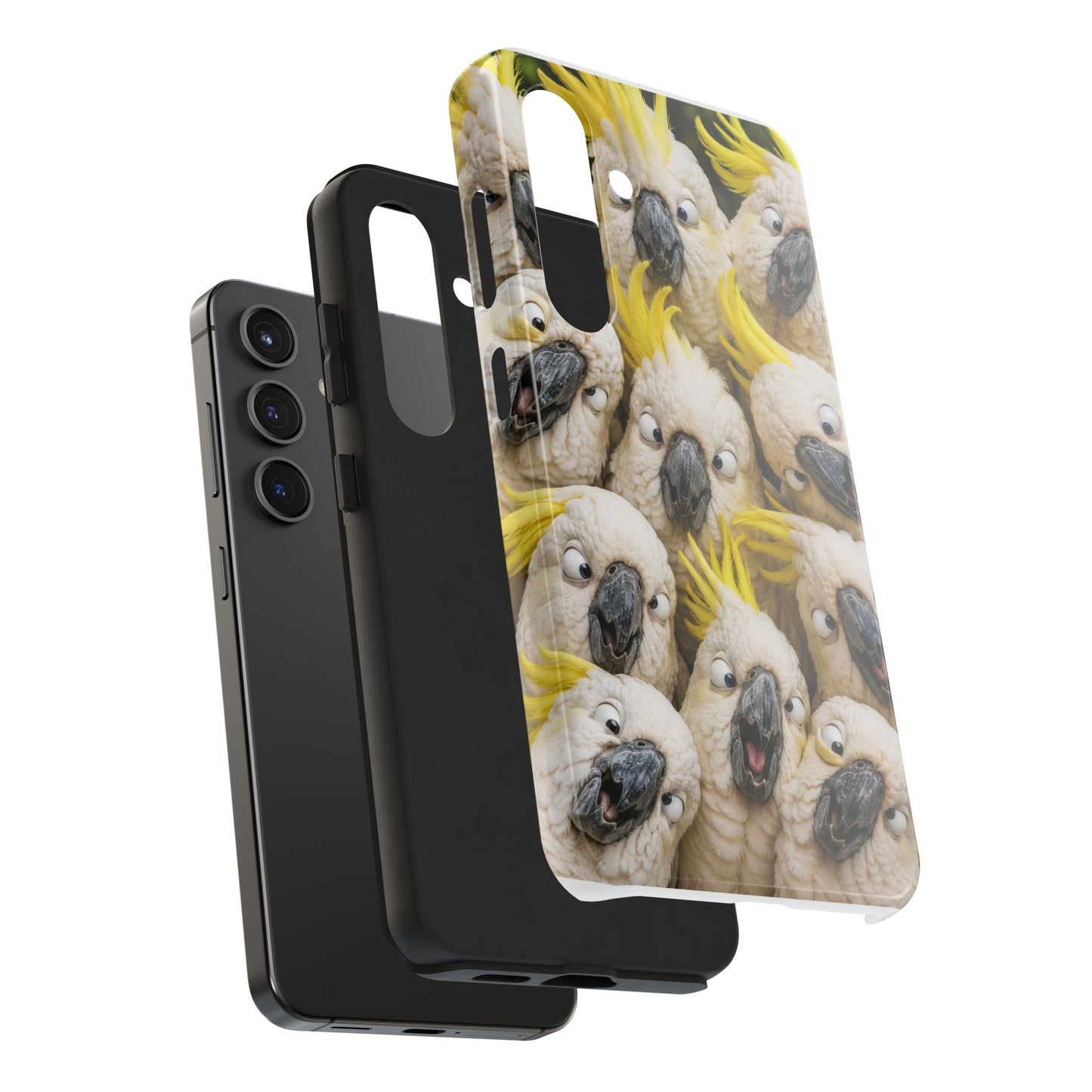 Cockatoo Collage Tough Phone Case — Funny Yellow Crested Bird Protective Phone Cover
