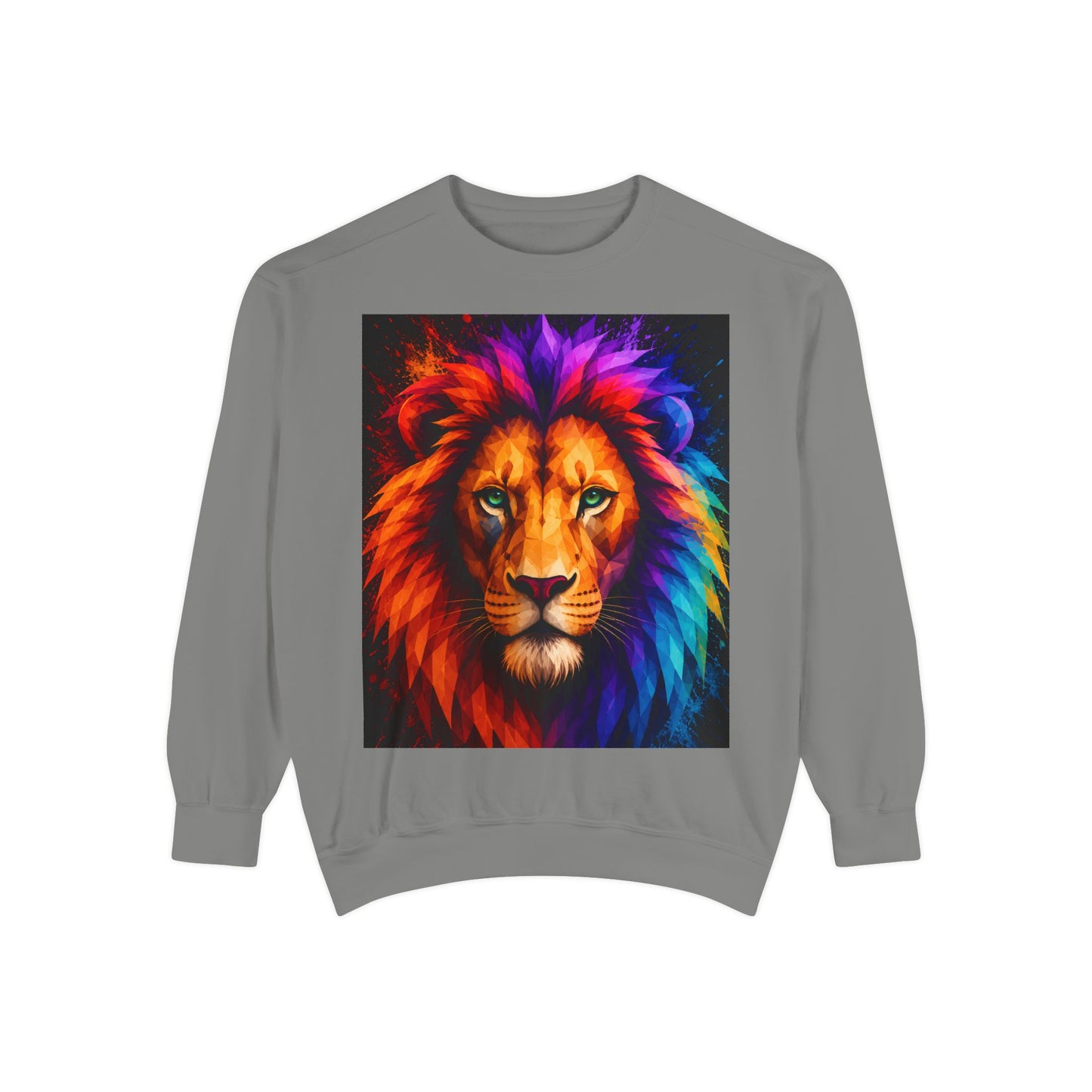 Colorful Lion Sweatshirt — Vibrant Rainbow Mane Crewneck
