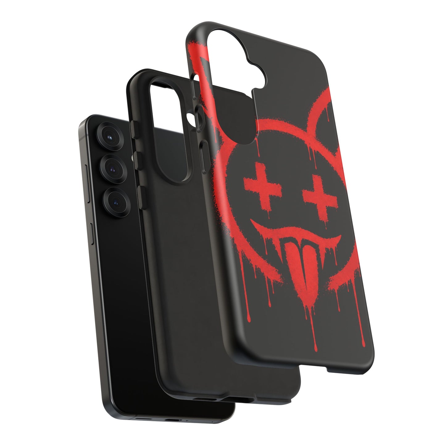 Phone Case - Metallic Souls Red Drip Smiley Graffiti Design