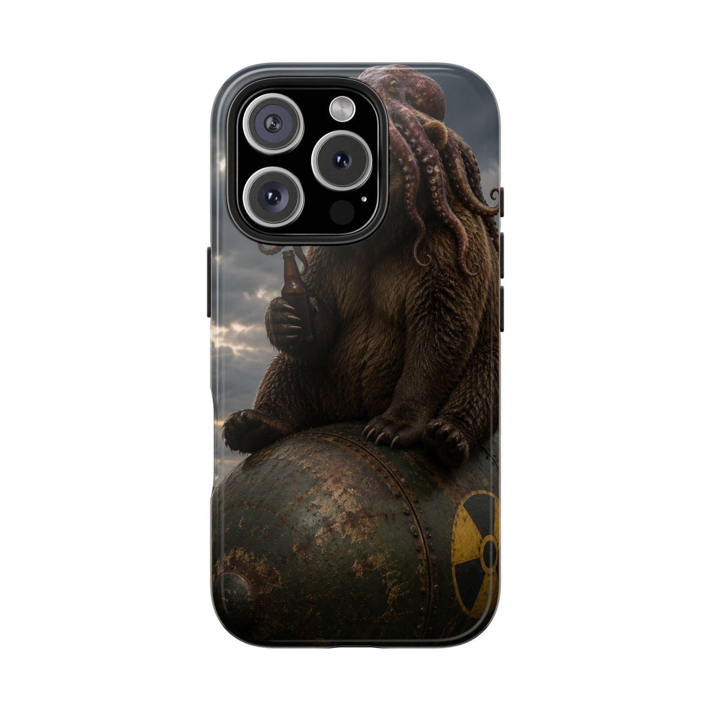 Tough Phone Case — Post‑Apocalyptic Bear with Octopus Helmet on Nuclear Bomb
