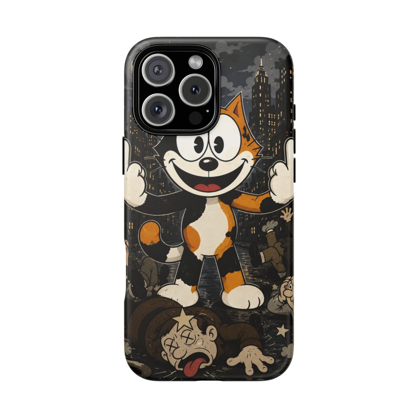 Vintage Cartoon Cat Phone Case — Edgy Felix-Style Illustration