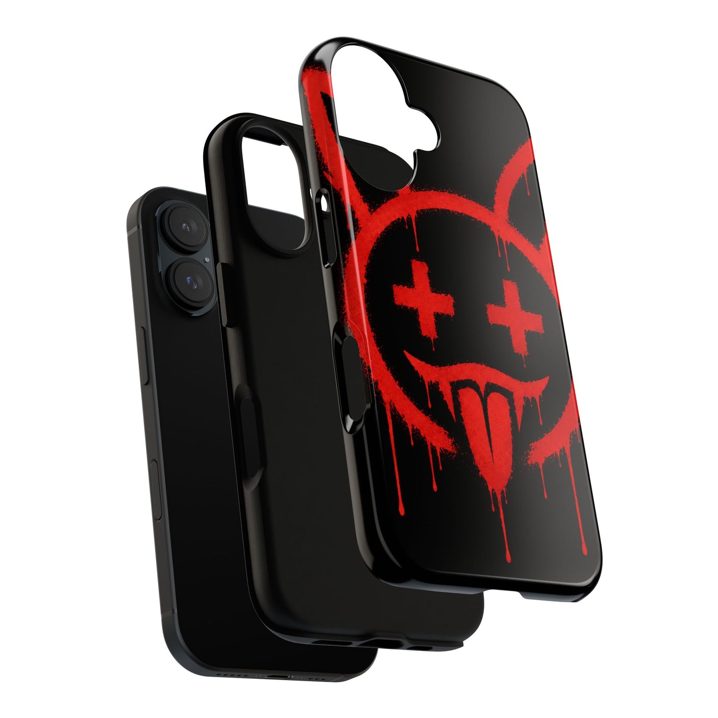 Phone Case - Metallic Souls Red Drip Smiley Graffiti Design