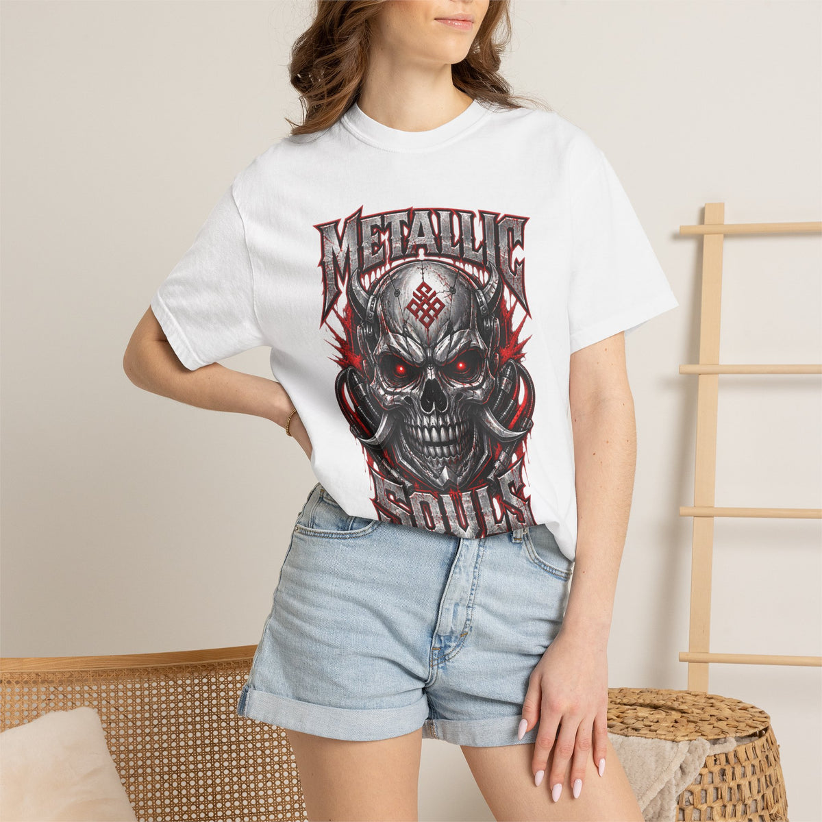 Metallic Souls Skull T-Shirt — Gothic Heavy Metal Band Tee