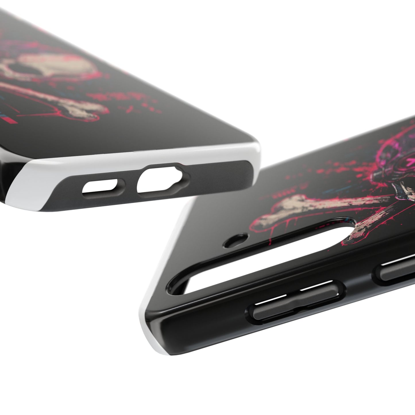 Skull & Crossbones Tough Phone Case — Neon Cyberpunk Skull Design