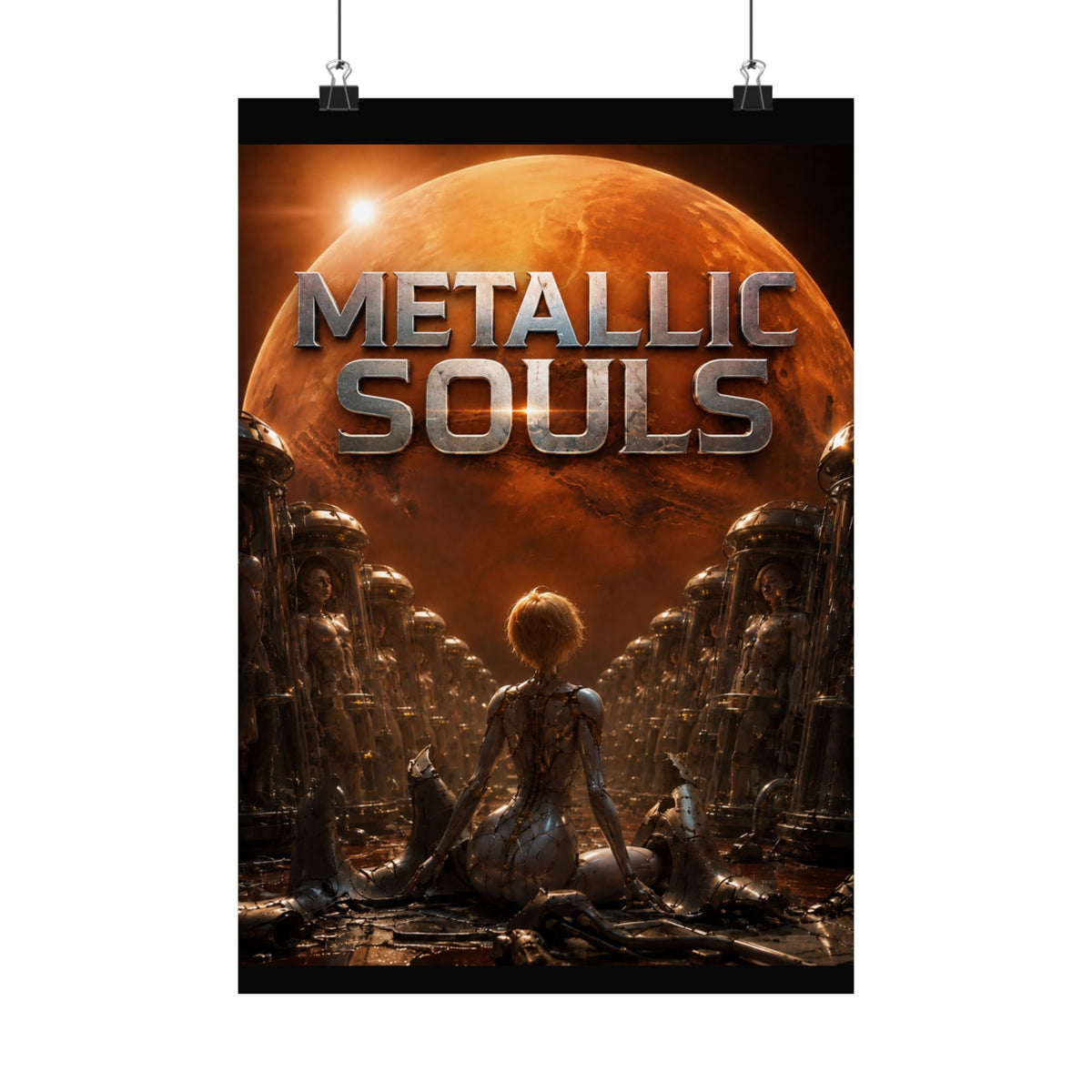 Metallic Souls Matte Poster — Sci‑Fi Planet Artwork
