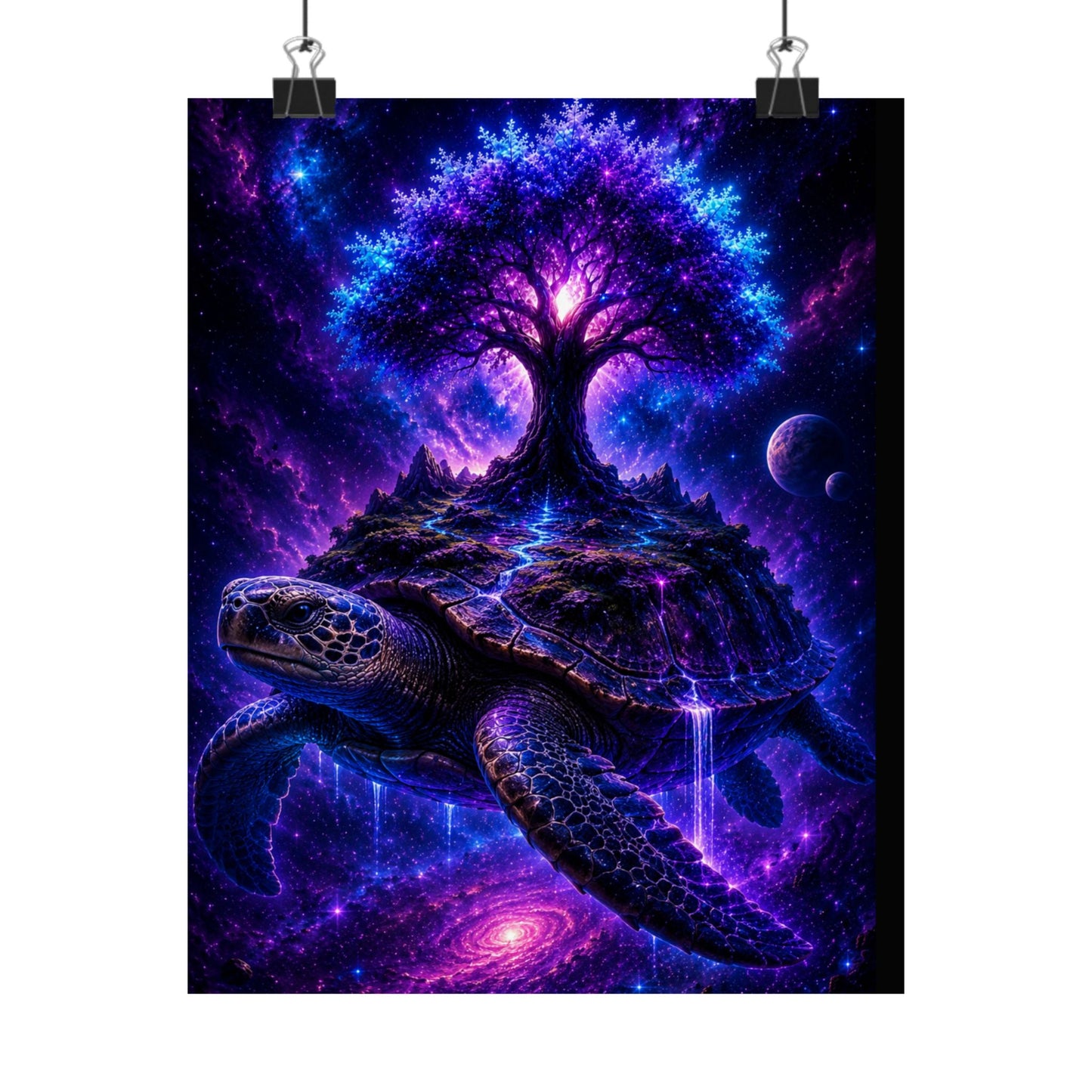 Cosmic Turtle Poster — Mystic Tree on Turtle Shell Matte Vertical Wall Art