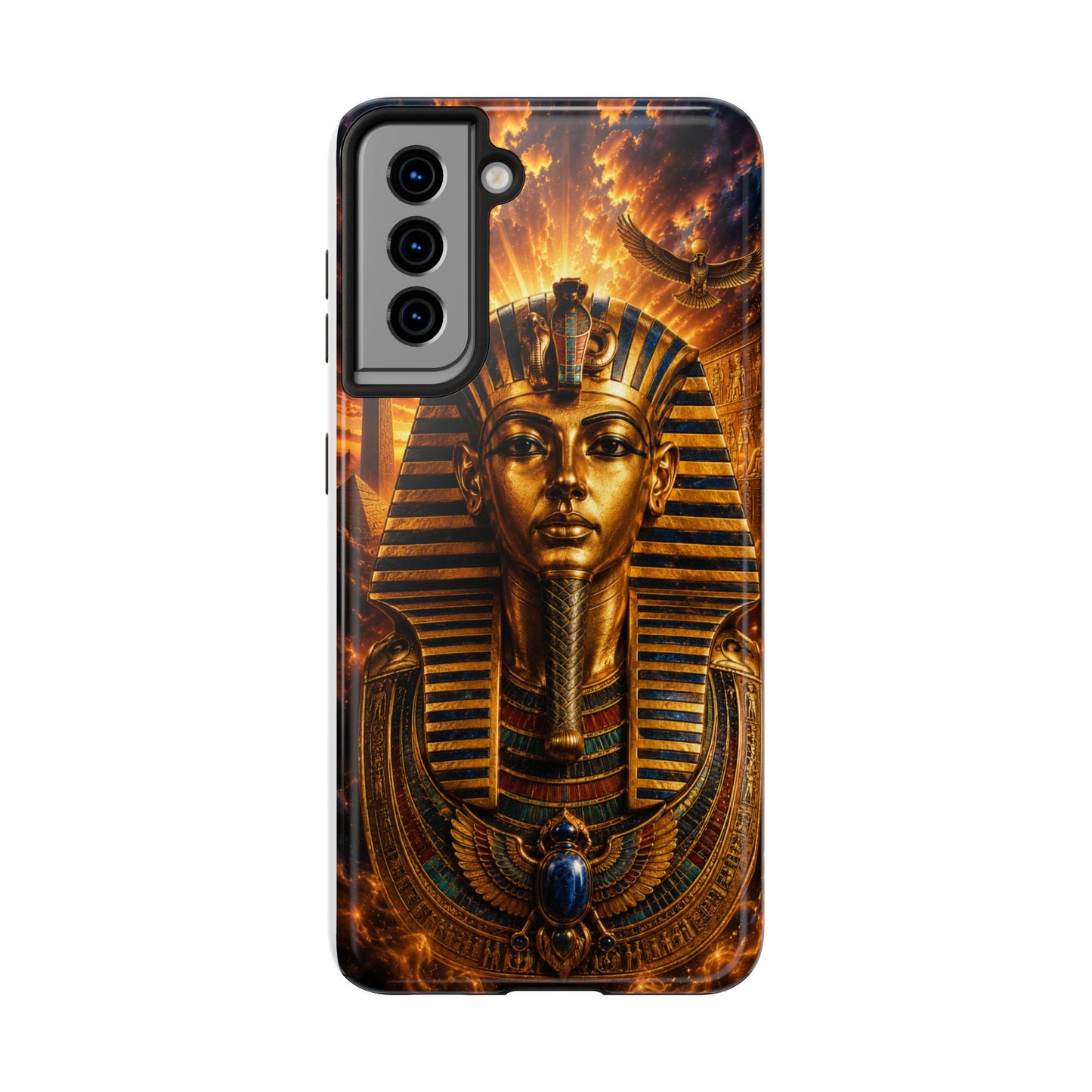 Egyptian Pharaoh Tough Phone Case — Protective Golden Tutankhamun Design