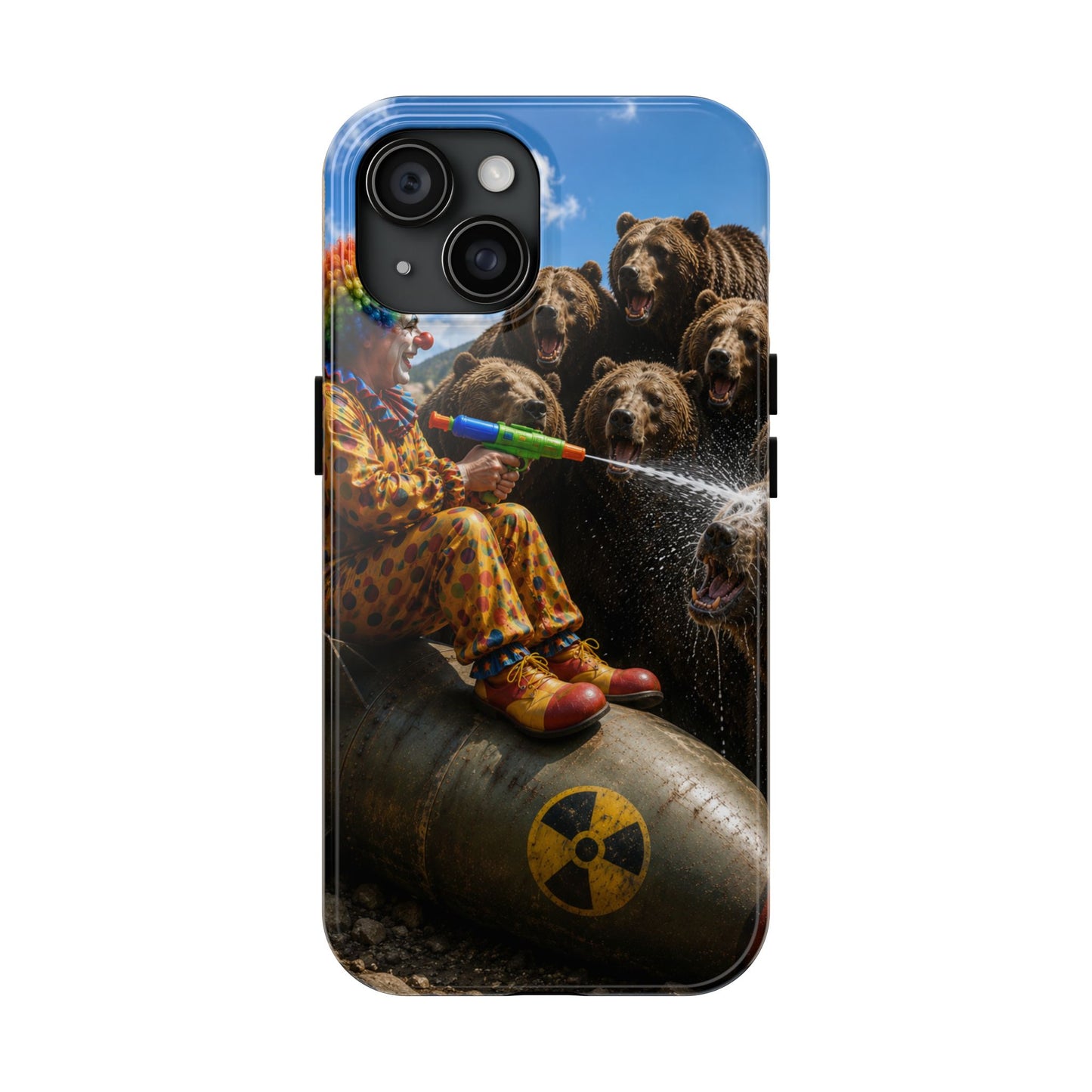Tough Phone Case — Surreal Clown vs. Bears Protective Phone Cover