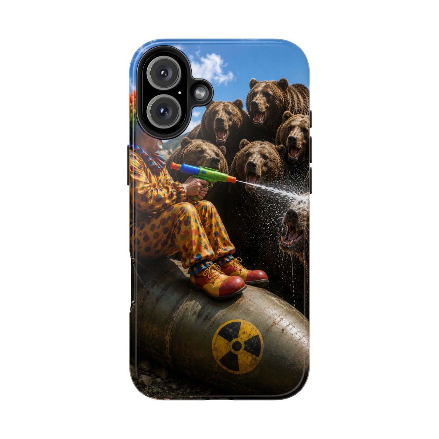 Tough Phone Case — Surreal Clown vs. Bears Protective Phone Cover