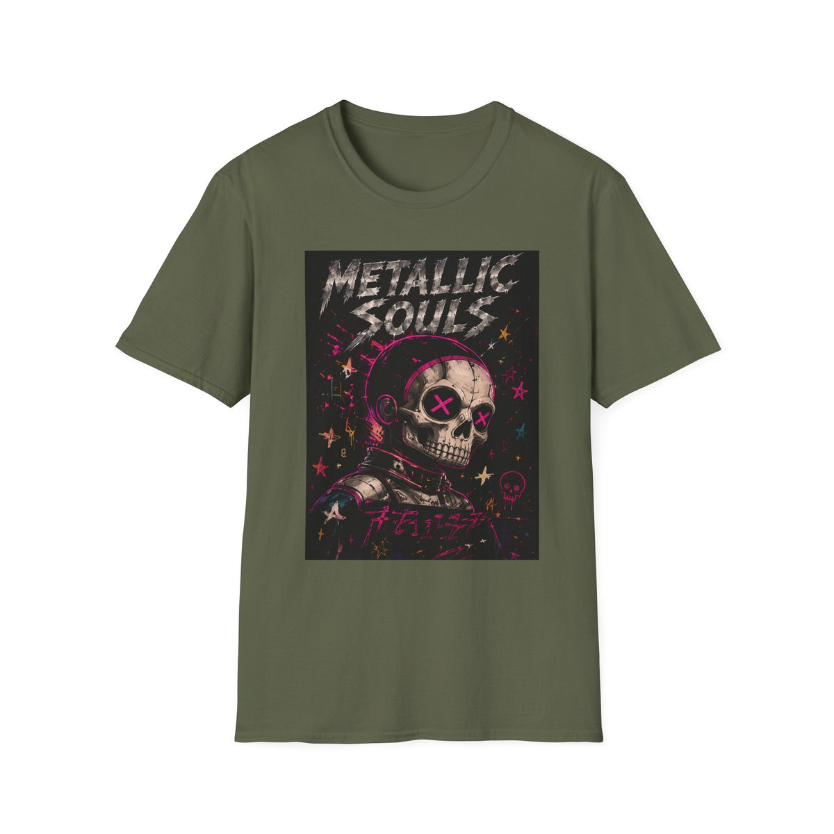 Metallic Souls Skull T‑Shirt — Retro Grunge Rock Tee