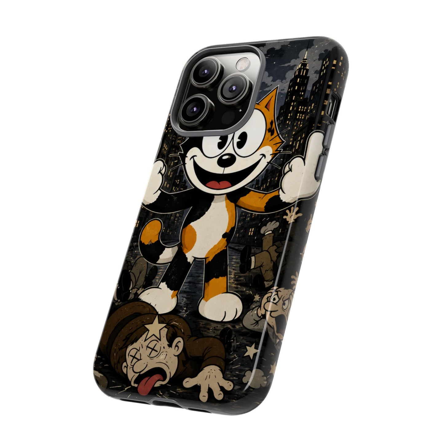 Vintage Cartoon Cat Phone Case — Edgy Felix-Style Illustration