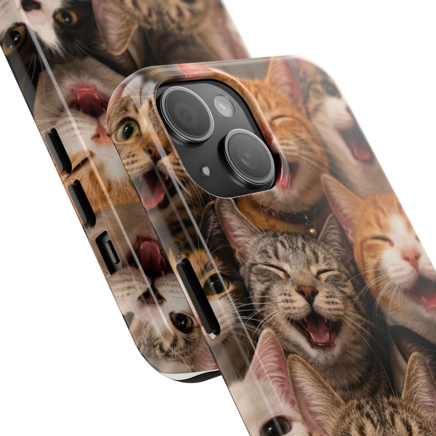 Tough Smiling Cats Collage Phone Case – Cute Cat Faces for iPhone