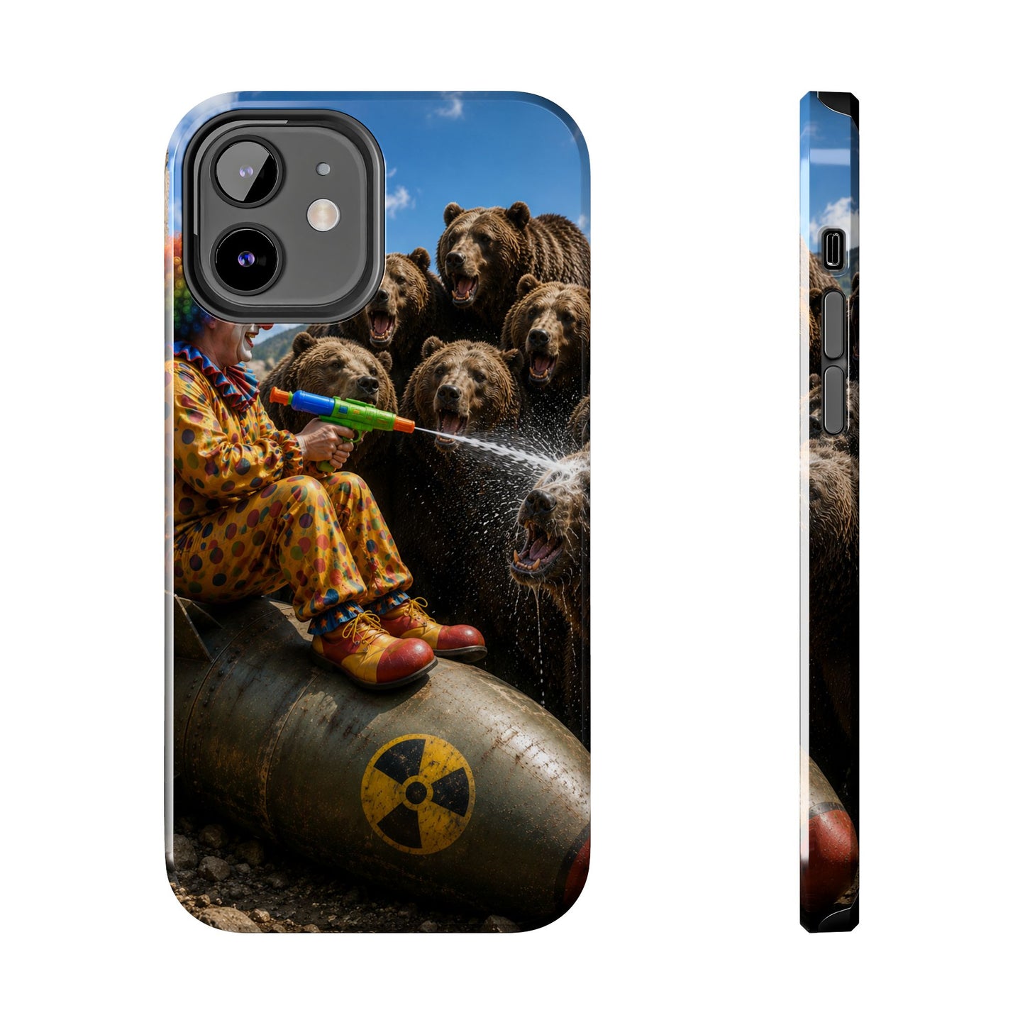 Tough Phone Case — Surreal Clown vs. Bears Protective Phone Cover