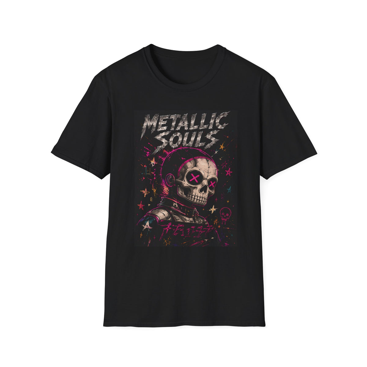 Metallic Souls Skull T‑Shirt — Retro Grunge Rock Tee