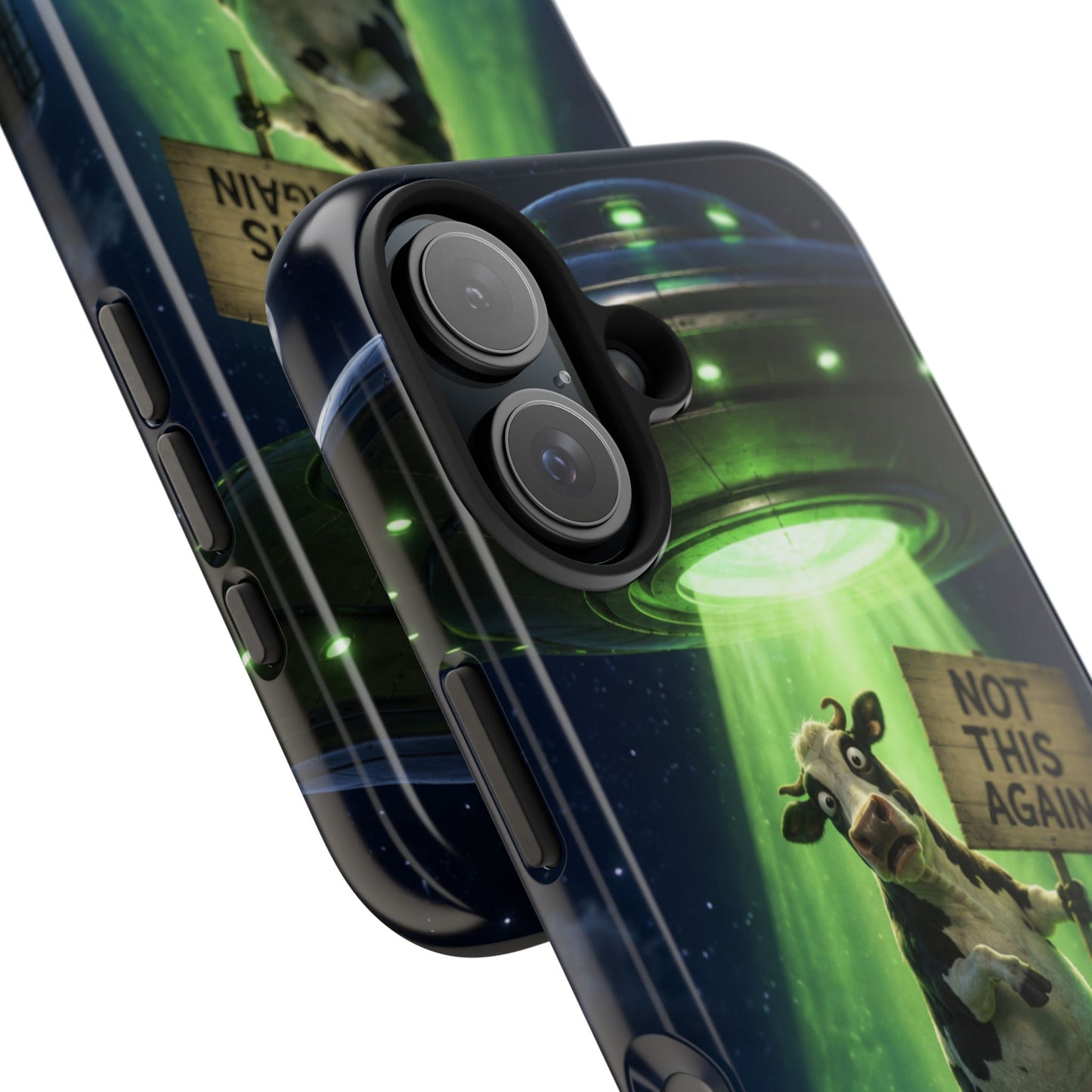 Phone Case — Funny Alien Abduction Cow Design ("Not This Again")