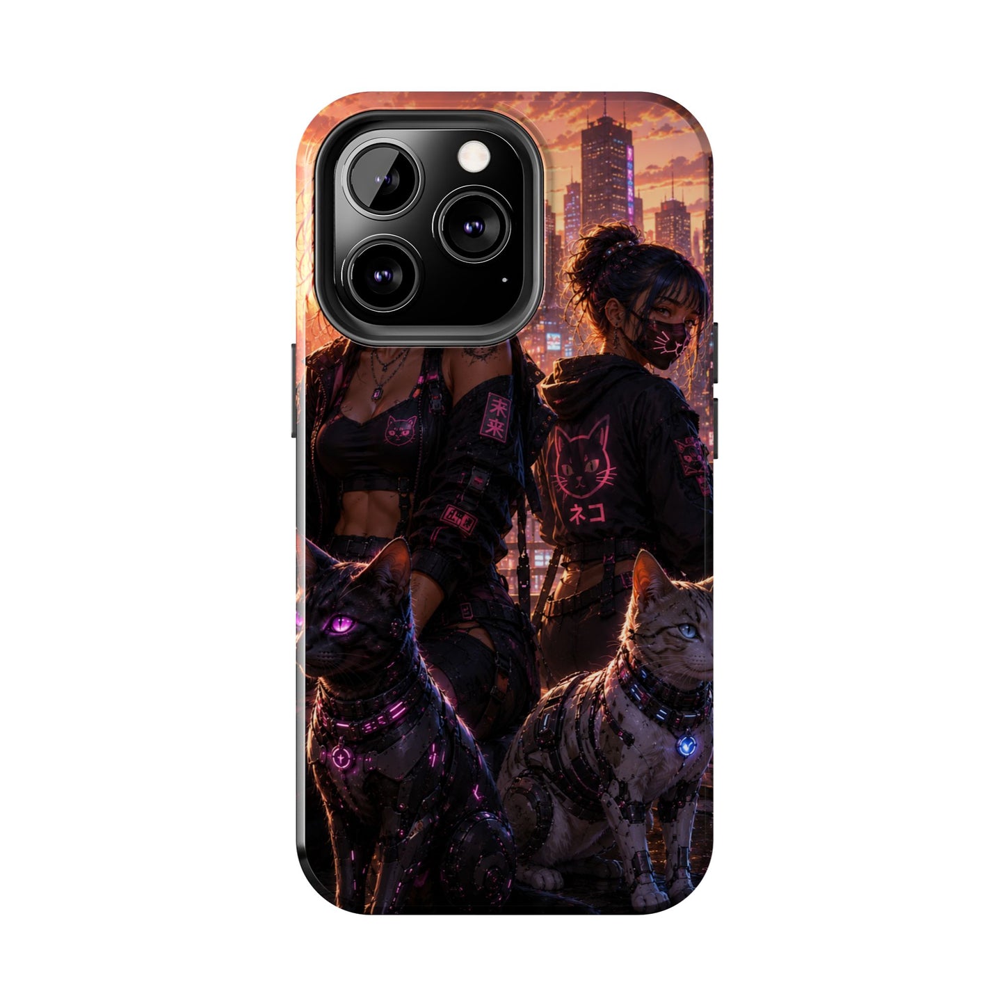 Cyberpunk Pack: Tough Phone Case with Neon Panther & City Sunset
