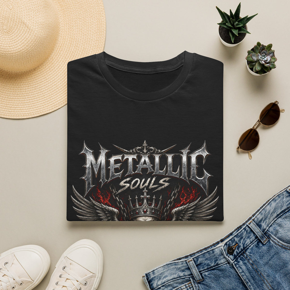 Metallic Souls Skull Tee — Heavy Metal Band Graphic T-Shirt